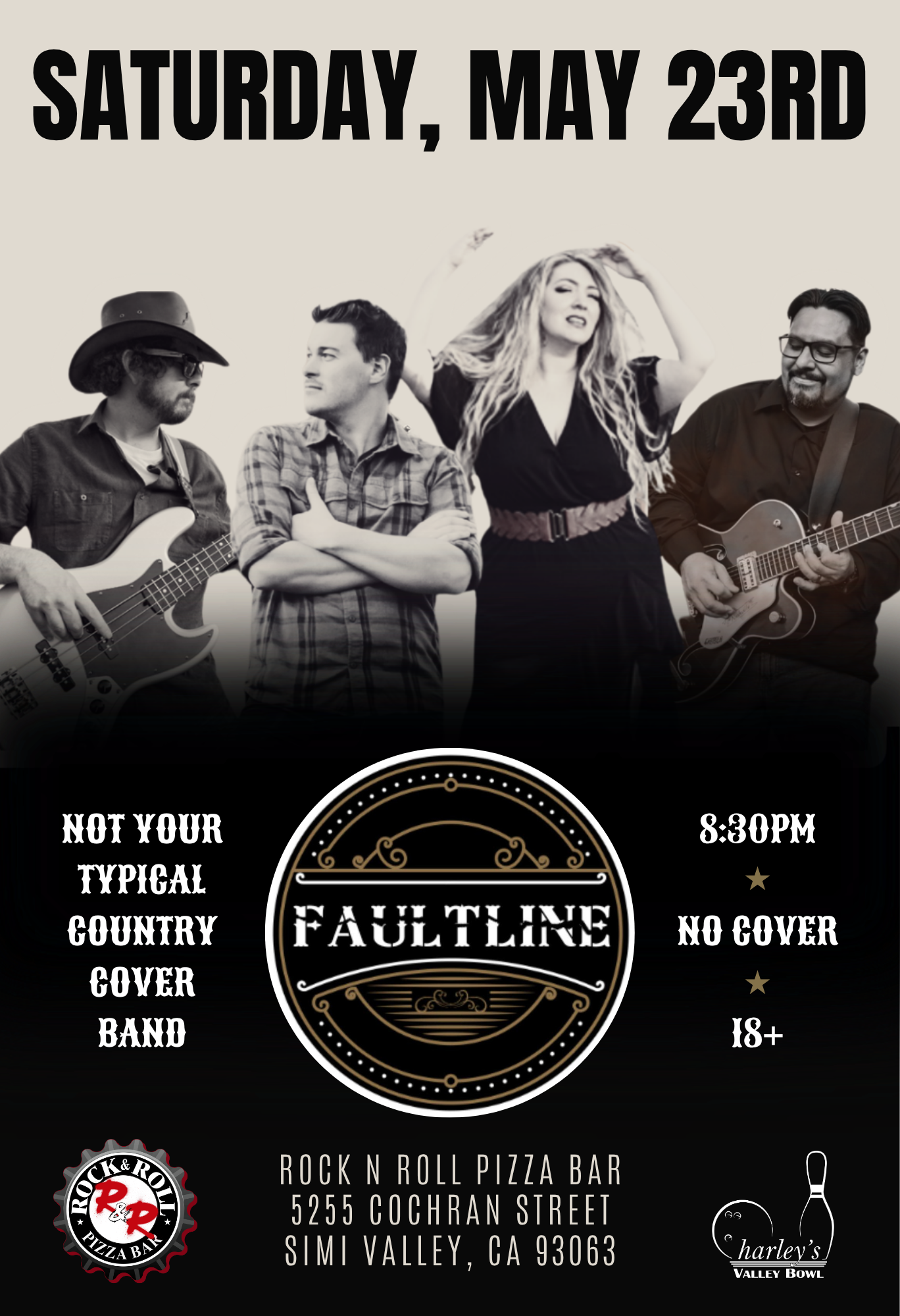 Faultline, live country music tonight in Simi Valley, rock n roll pizza bar