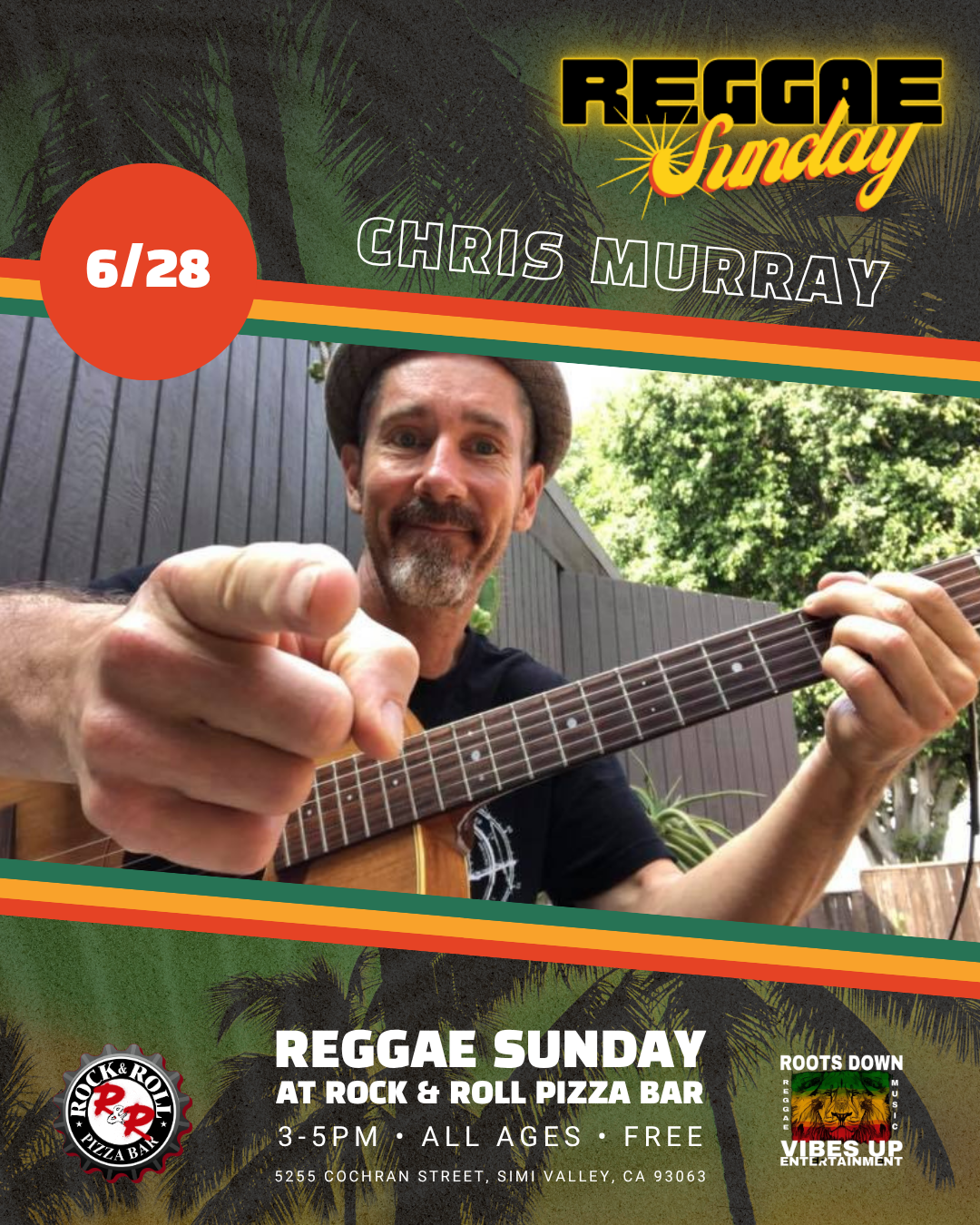 Reggae Sunday, free live music every Sunday at Rock N Roll Pizza Bar