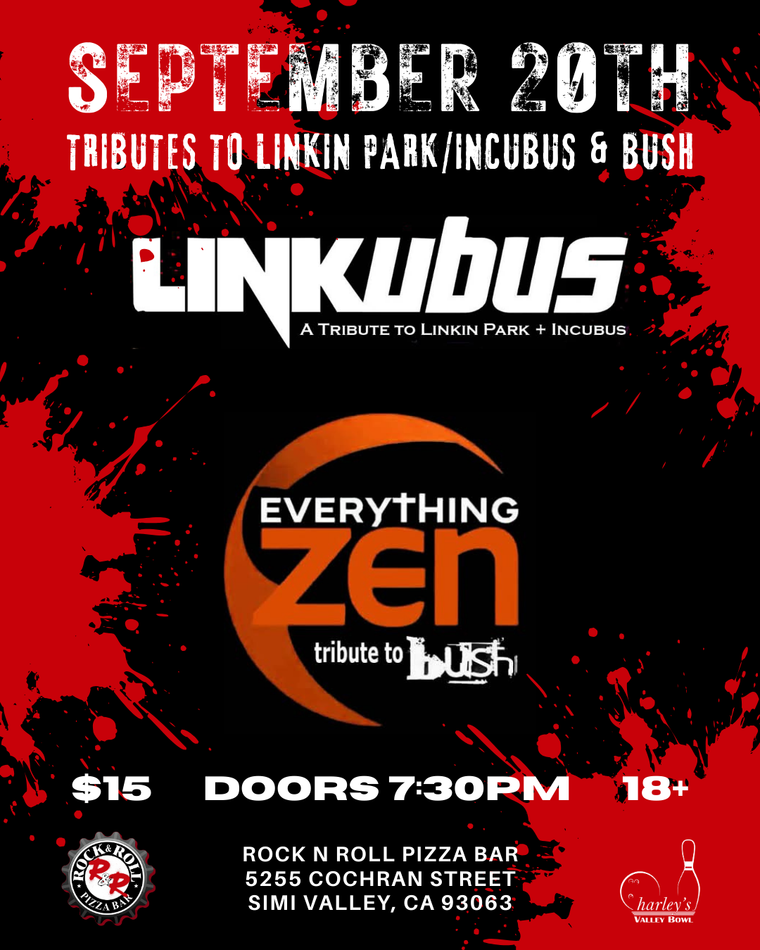 Linkubus & Machinehead, tributes to Linkin Park/Incubus & Bush
