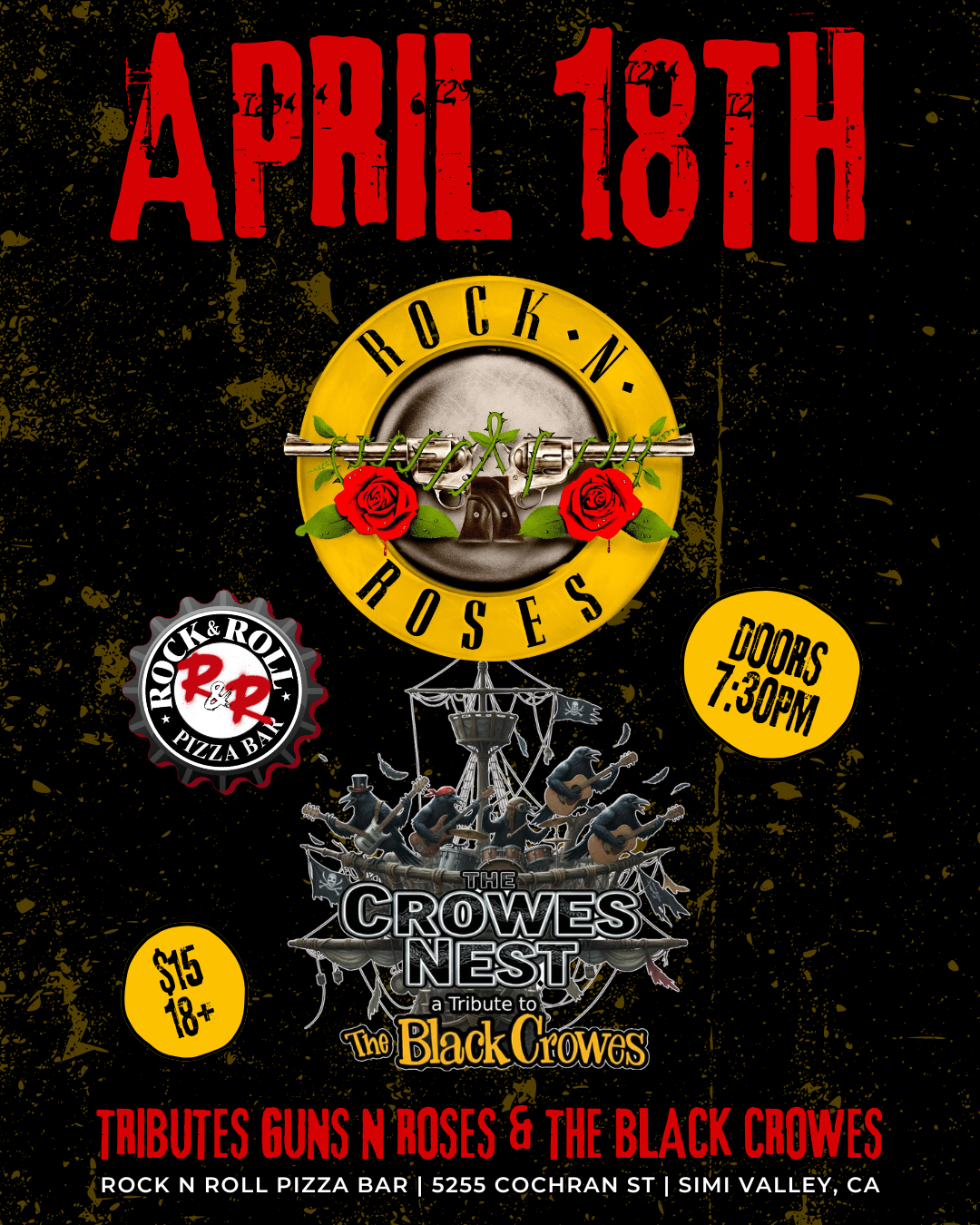 Rock N Roses &amp; The Crowes Nest, Tributes to Guns N Roses &amp; The Black Crowes
