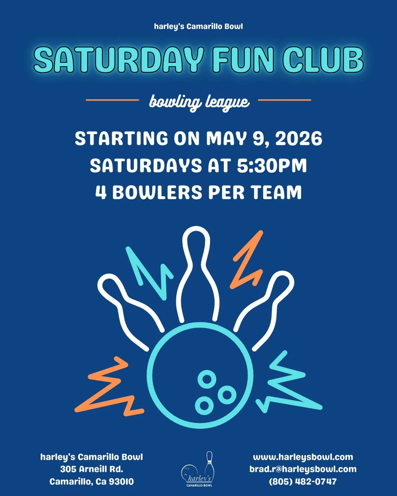 looking to add some fun to your summer Saturdays? Come join our Saturday Fun Club league starting May 9th at Camarillo bowl!