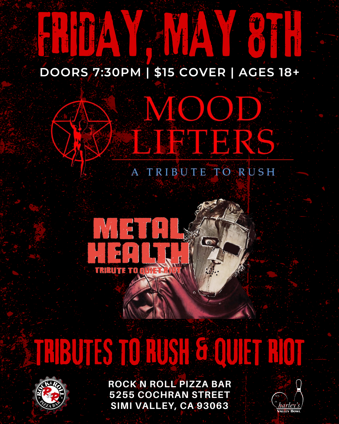 Moodlifters &amp; Metal Health, tributes to Rush &amp; Quiet Riot
