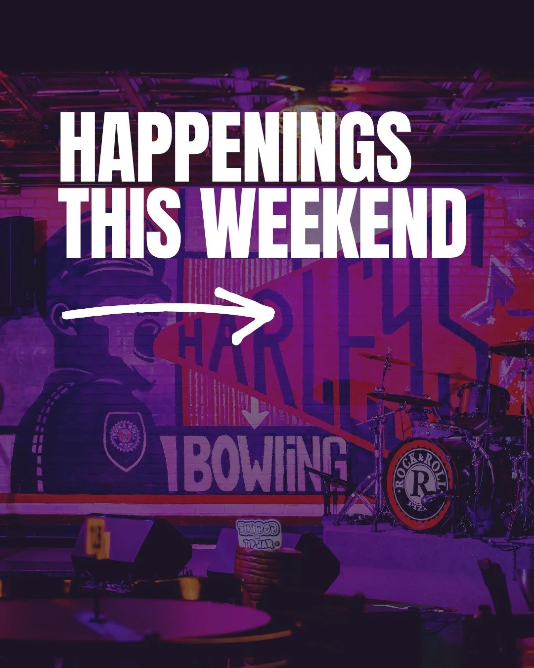 Swipe to see what's goin' on this weekend! ➡️ From cosmic bowling to live music, we have everything you need to make your weekend rock! 🎳🎸🔥

🤘 Follow @rocknrollpizzabar for daily updates on our live events.

💸 Visit harleysbowl.com/specials to l