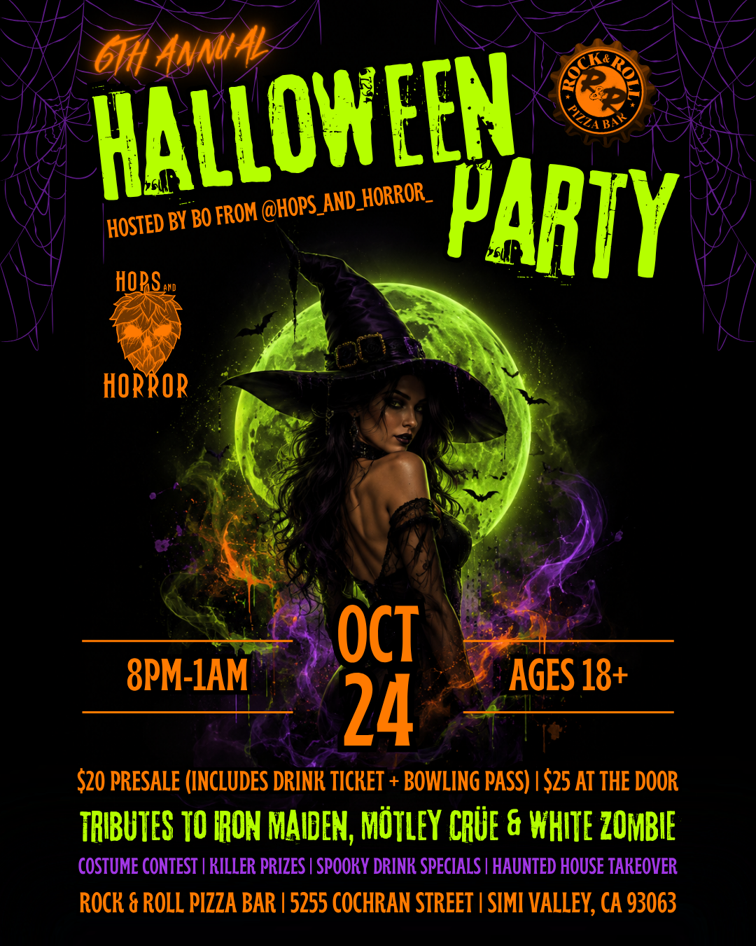 6th Annual Halloween Party with Live Tributes to Iron Maiden, Mötley Crüe, and White Zombie