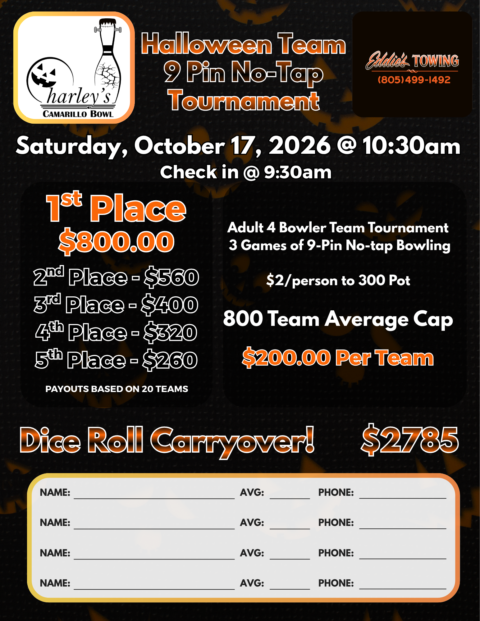 Camarillo Bowl Halloween Bowling Tournament