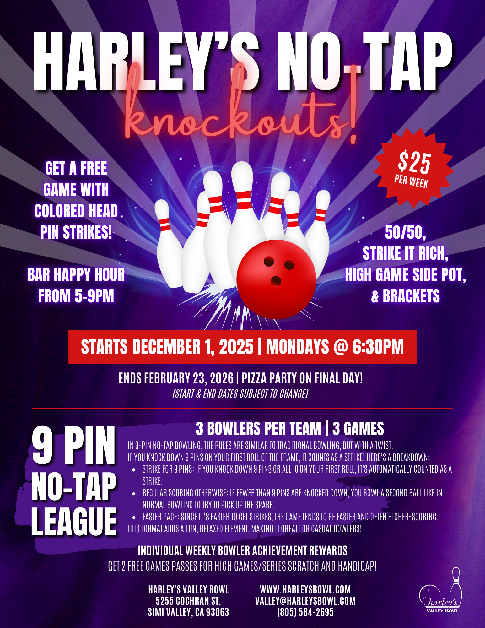 harley's Valley Bowl No Tap Knockouts Bowling League
