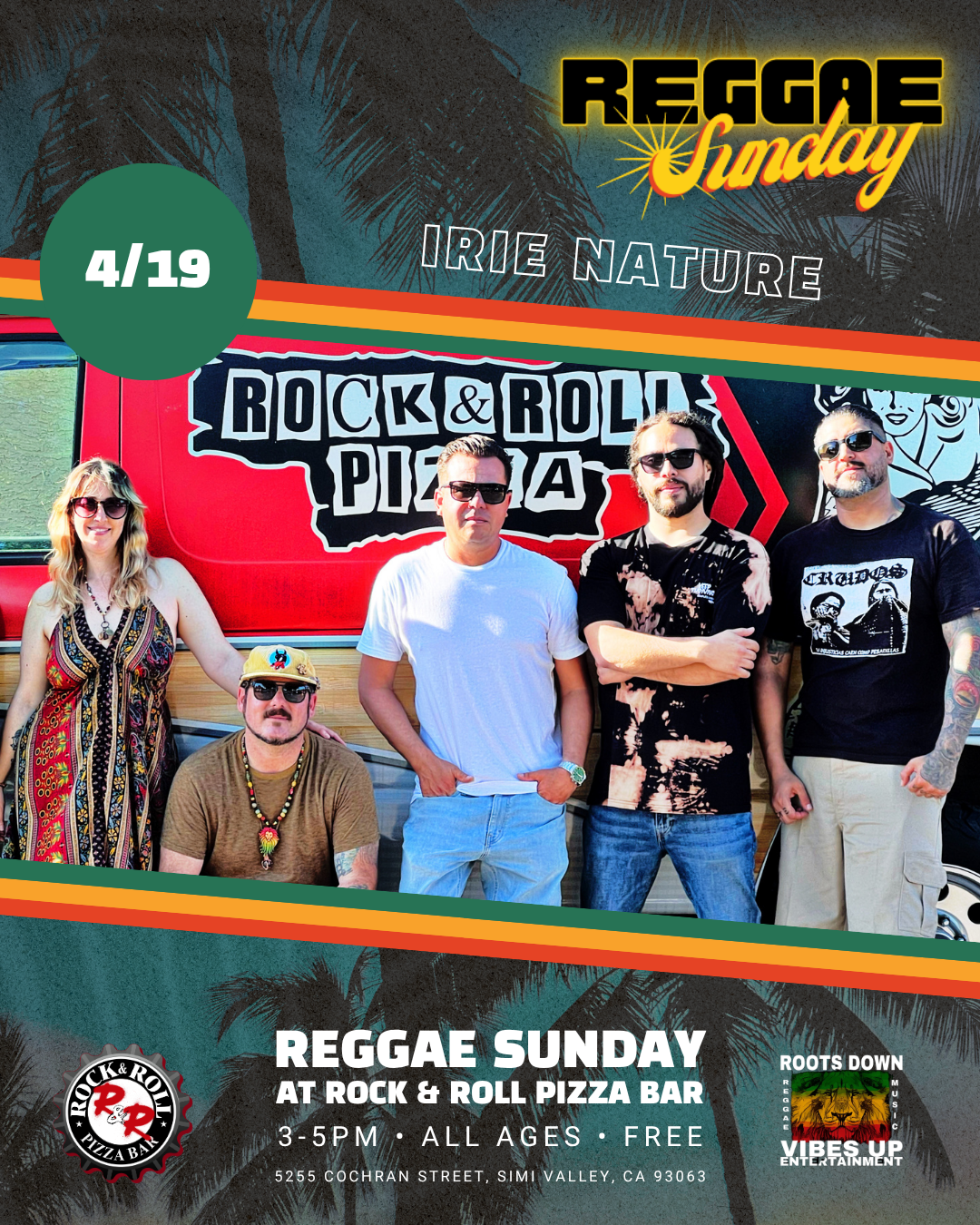 Reggae Sunday, free live reggae music every Sunday at Rock N Roll Pizza Bar, Simi Valley