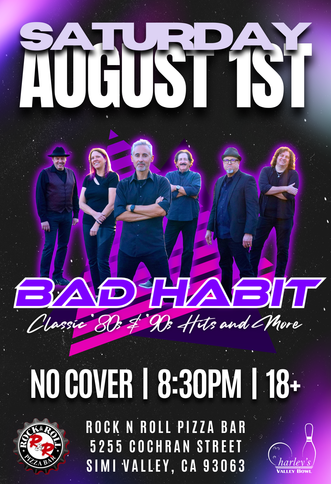 Live music in Simi Valley. Free live event at Rock N Roll Pizza Bar with Bad Habit