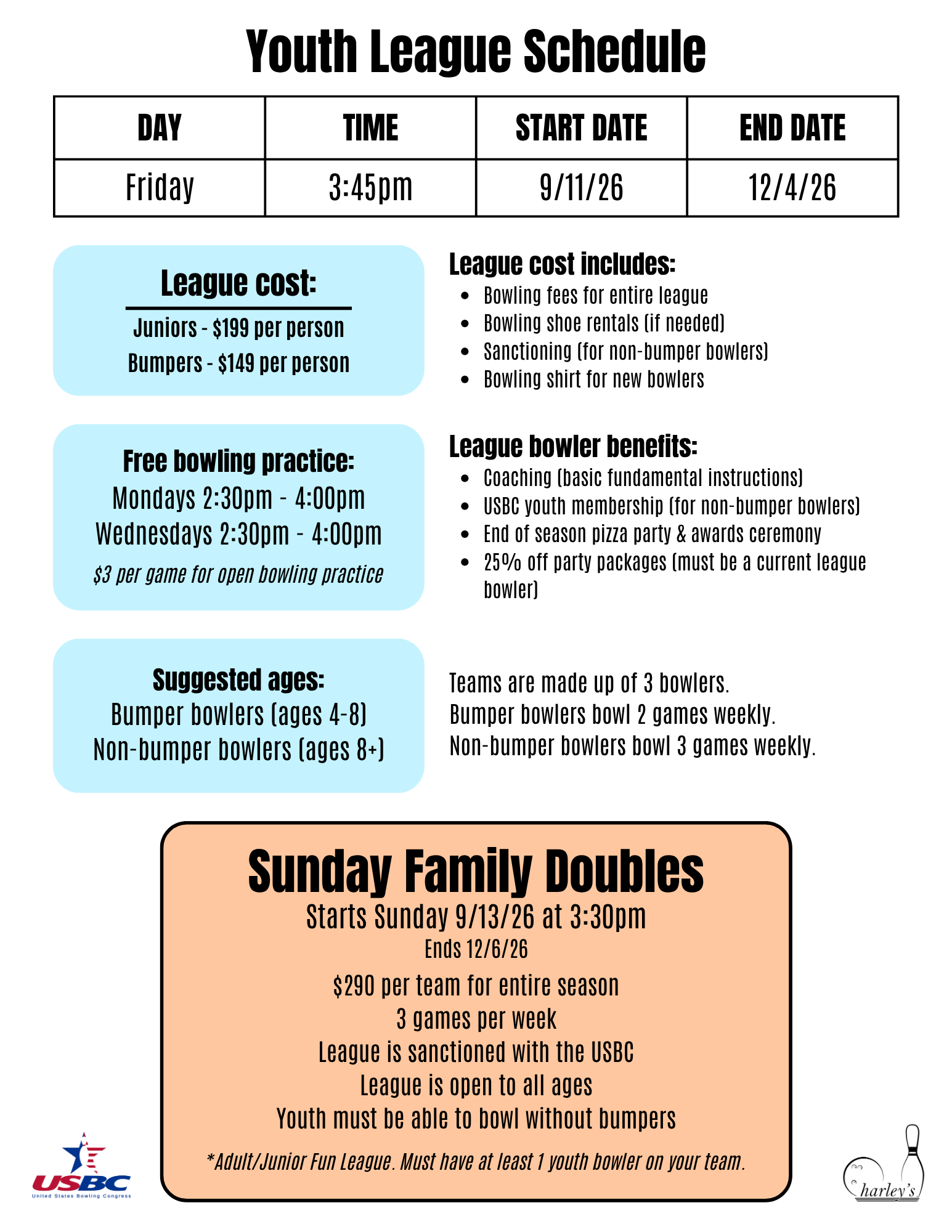 Simi Bowl Youth bowling leagues and Sunday Family Doubles, family bowling league