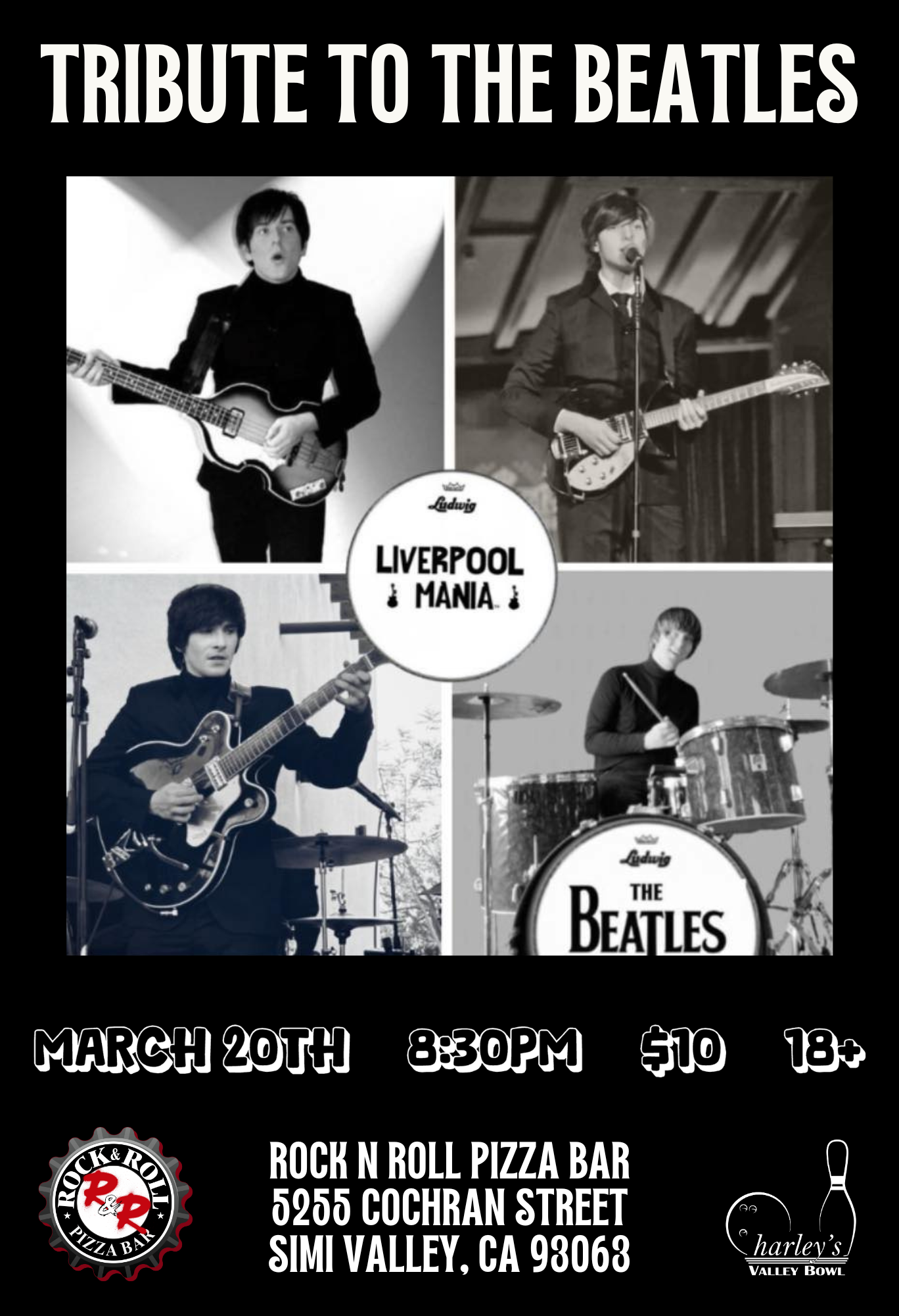Liverpool Mania, tribute to the Beatles. live at Rock N Roll Pizza Bar, Simi Valley