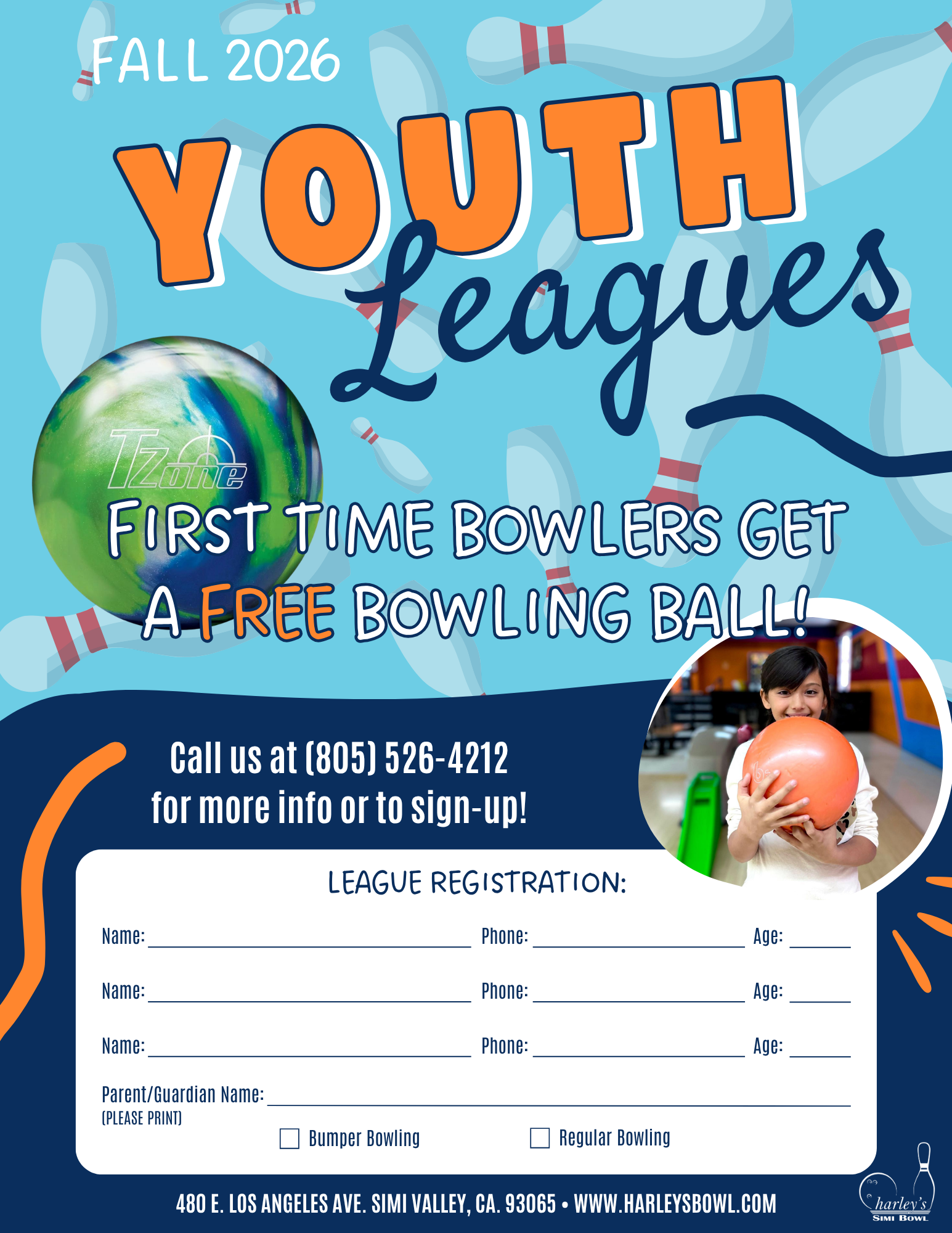 harley's Simi Bowl Fall 2026 youth bowling leagues in Simi Valley