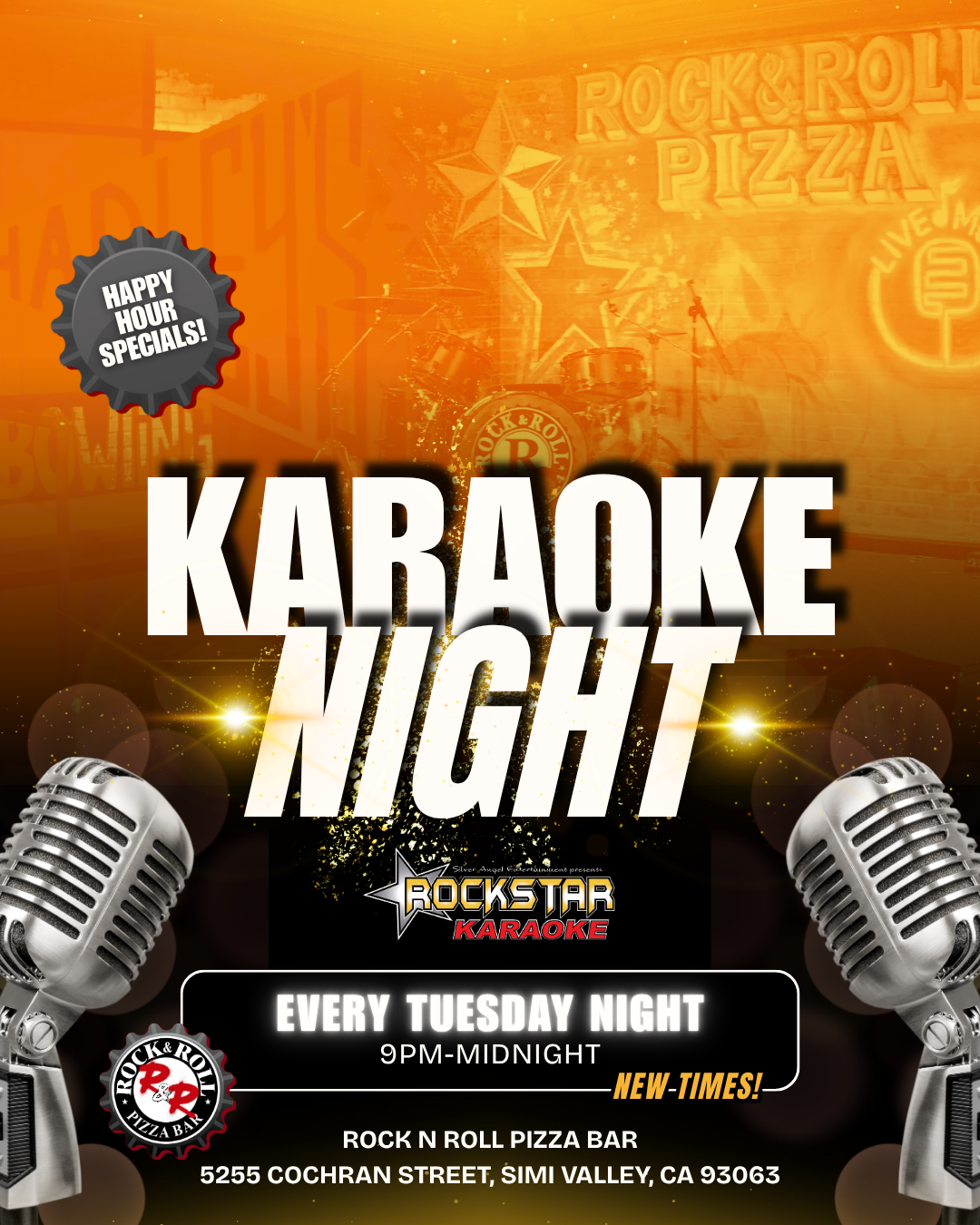 Rockstar Karaoke, Karaoke Night in Simi Valley, every Tuesday night. Happy hour specials, karaoke, and more!