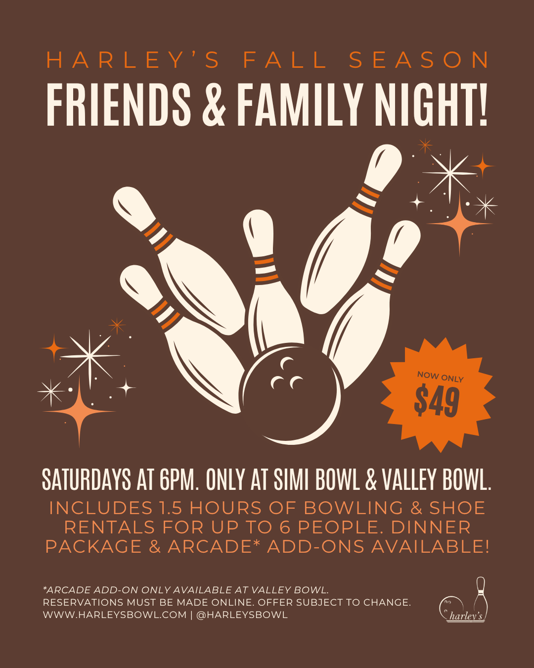 Saturday, weekend Friends and family bowling package in Simi Valley! Things to do in Simi Valley.