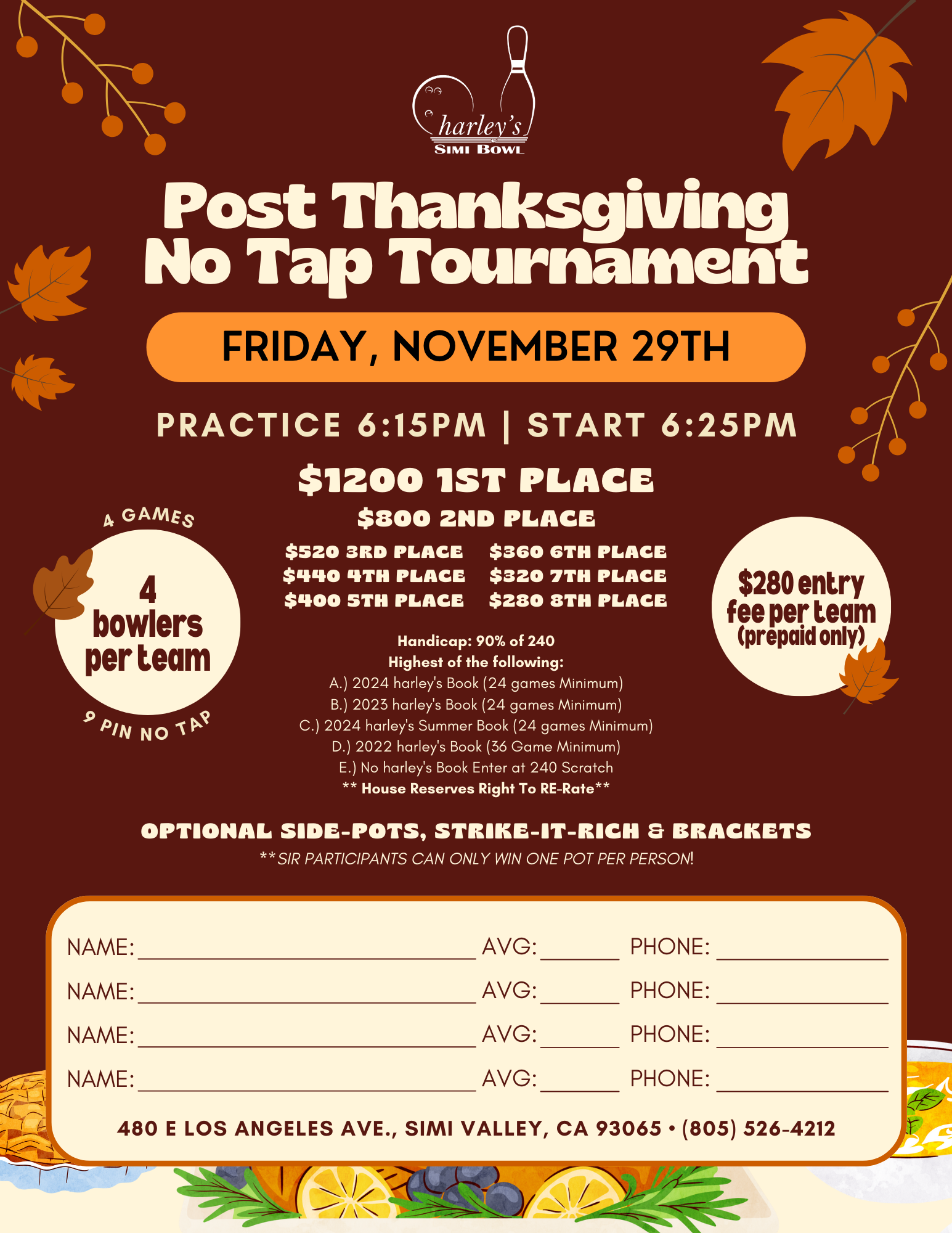 Tournaments — harley's Bowl