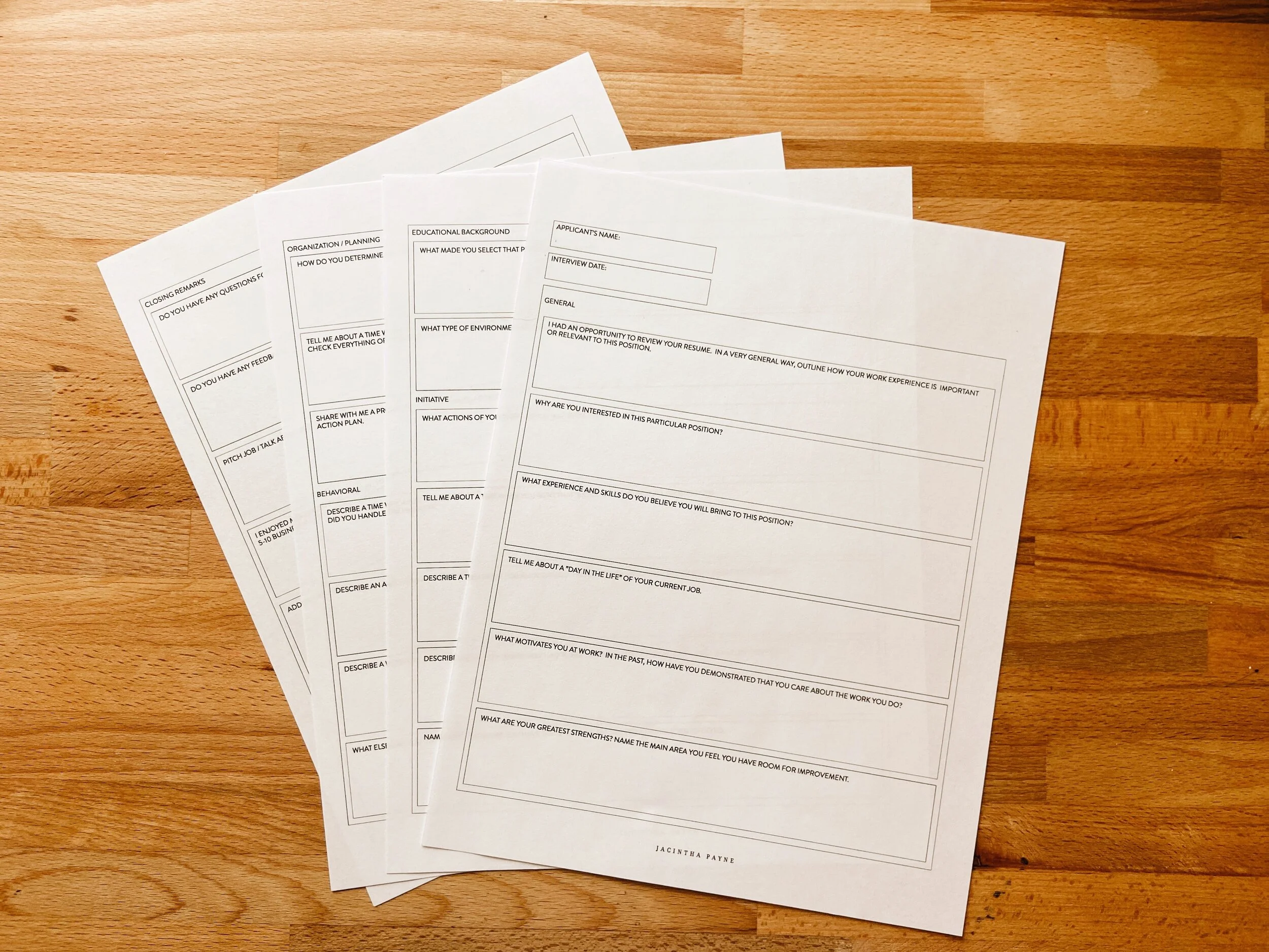 INTERVIEW QUESTIONS TEMPLATE