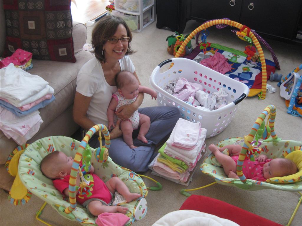 Doula with triplet babies