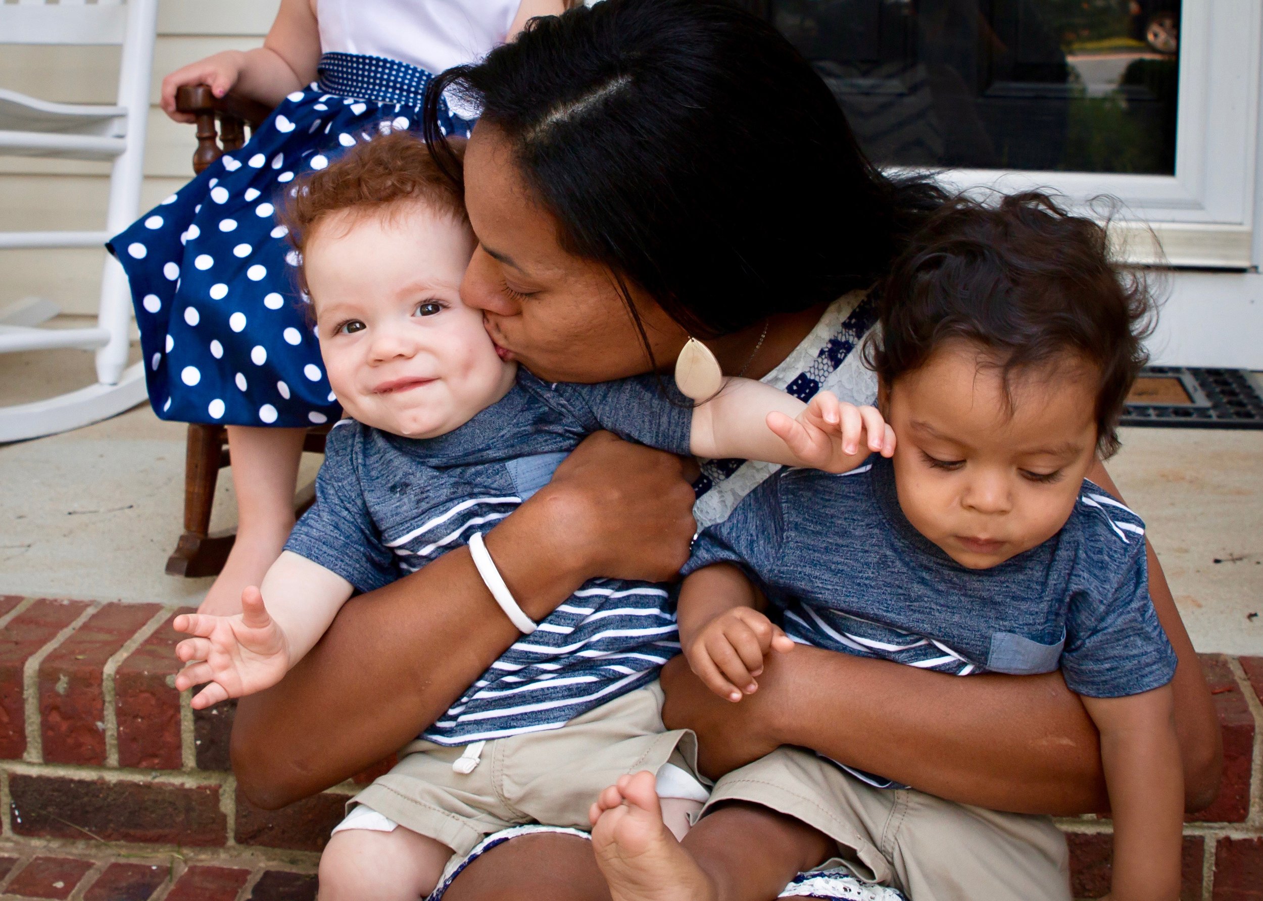 Mom with biracial twins