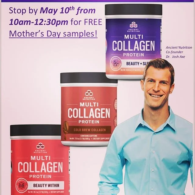 Come stop by tomorrow morning from 10-12:30 PM on Friday May 10th. We will be doing another demo on our Ancient Nutrition line as it was a success last March. Lots of samples and 5 dollar coupons will be handed out to all our customers. Our sales representative Adam Pallini will be there to accommodate your collagen needs. Makes a great gift for Mother's Day! #collagen #lifestyle
