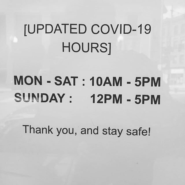 *UPDATED STORE HOURS!*
Due to the COVID-19 pandemic, we will be closing 2 hours earlier than usual Monday thru Saturday! Also, in stock, we are selling facemasks for 5 dollars each! Be healthy, Be strong, and most importantly Stay safe! #inthistogeth