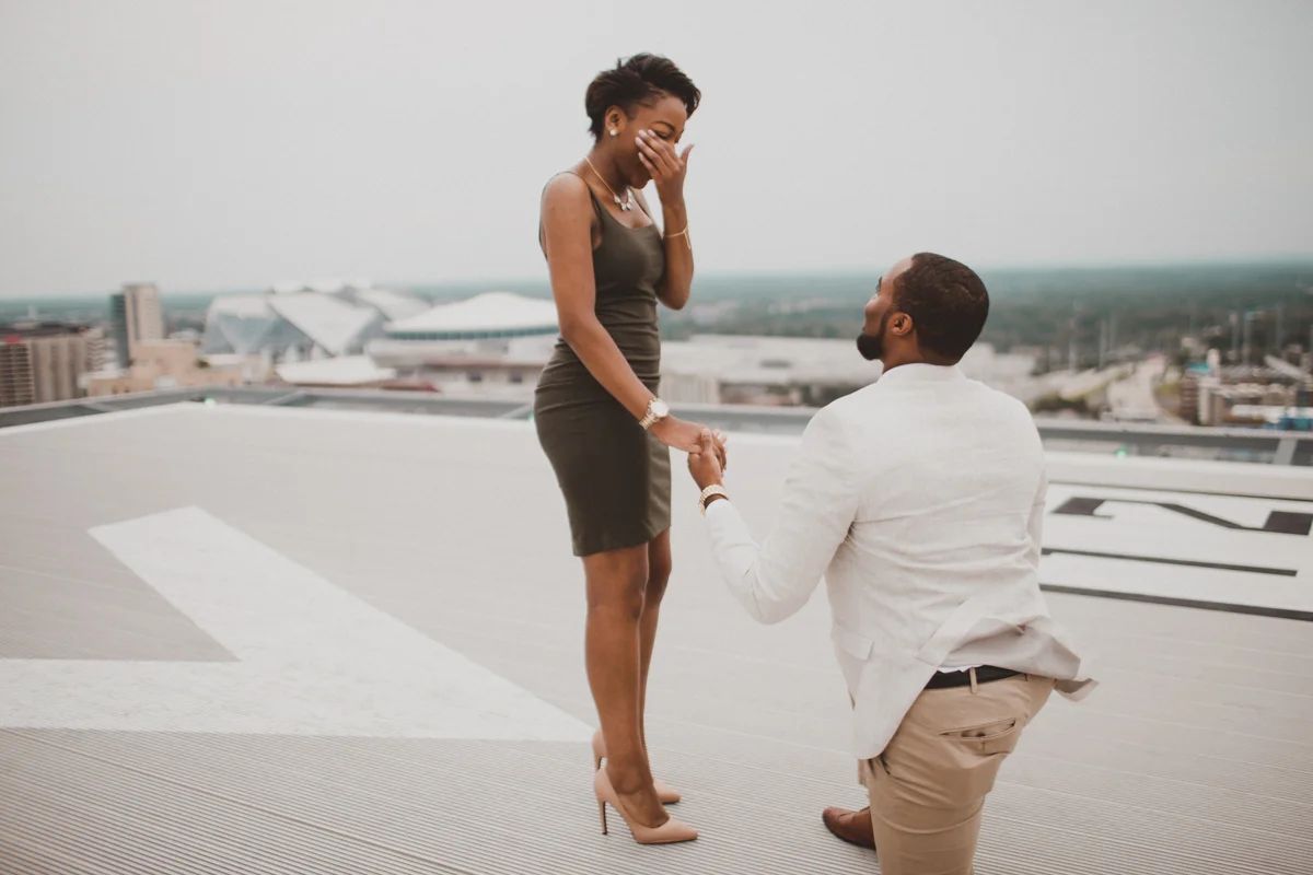 Brandon and Leanna | W Atlanta Downtown Helipad Surprise Proposal | Atlanta Wedding Photographer