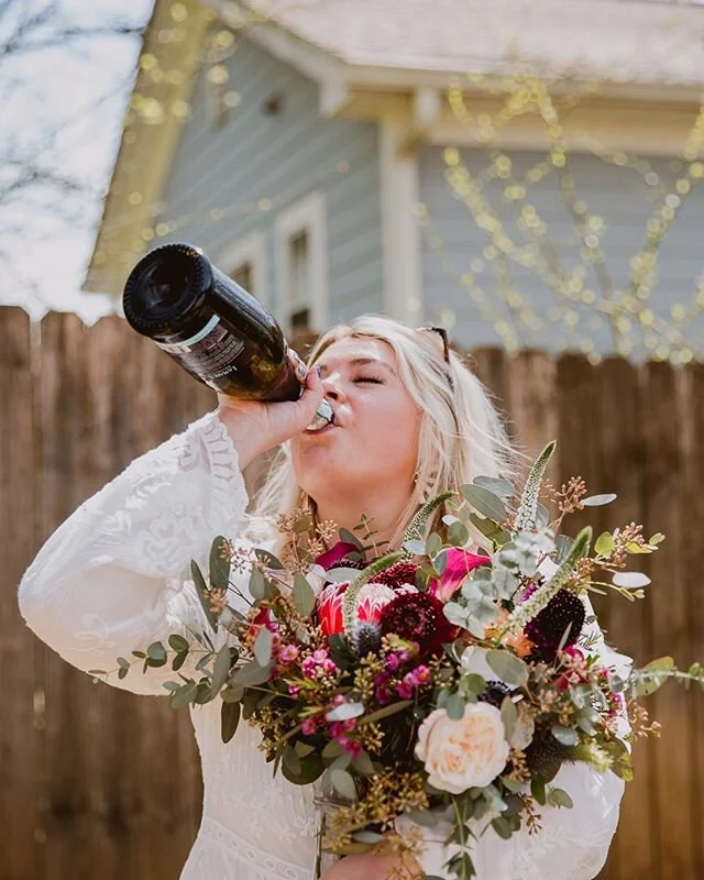 When your elopement gets postponed until who knows when so you pop champagne and eat cake anyway 🍾🍾🍾Lizzie and Alex making all the lemonade out of these lemons! It&rsquo;s #nationalproposalday, keep making those plans to celebrate soon! ✨
.
.
.
.

