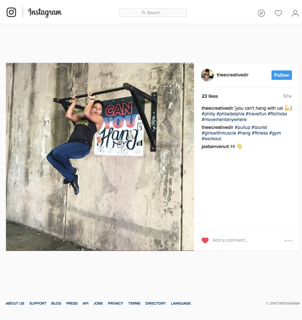  Passerby Instagram posting of  Can You Hang  