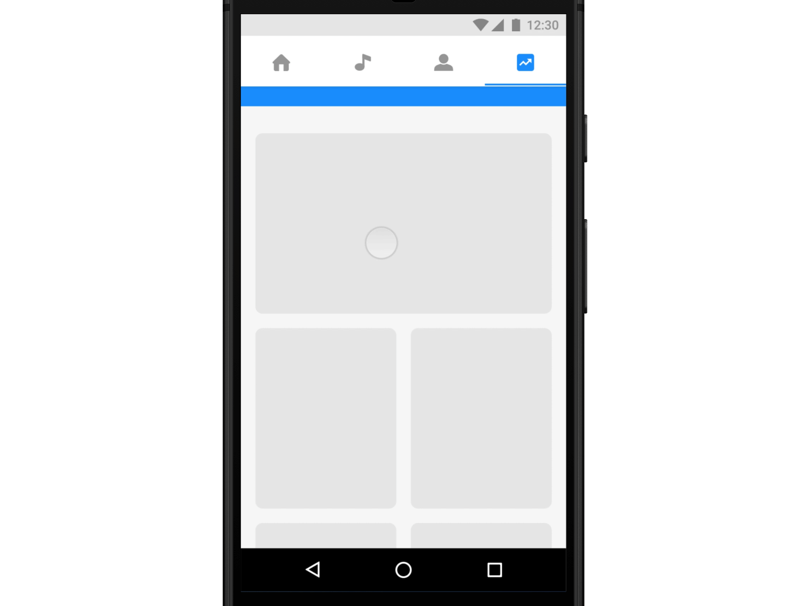 This prototype introduced the idea of the digest model being dragged down from the "landing page" - an idea that ultimately failed as the unique content started off hidden from the user and was deemed hard to find and (ironically) discover in user testing sessions.