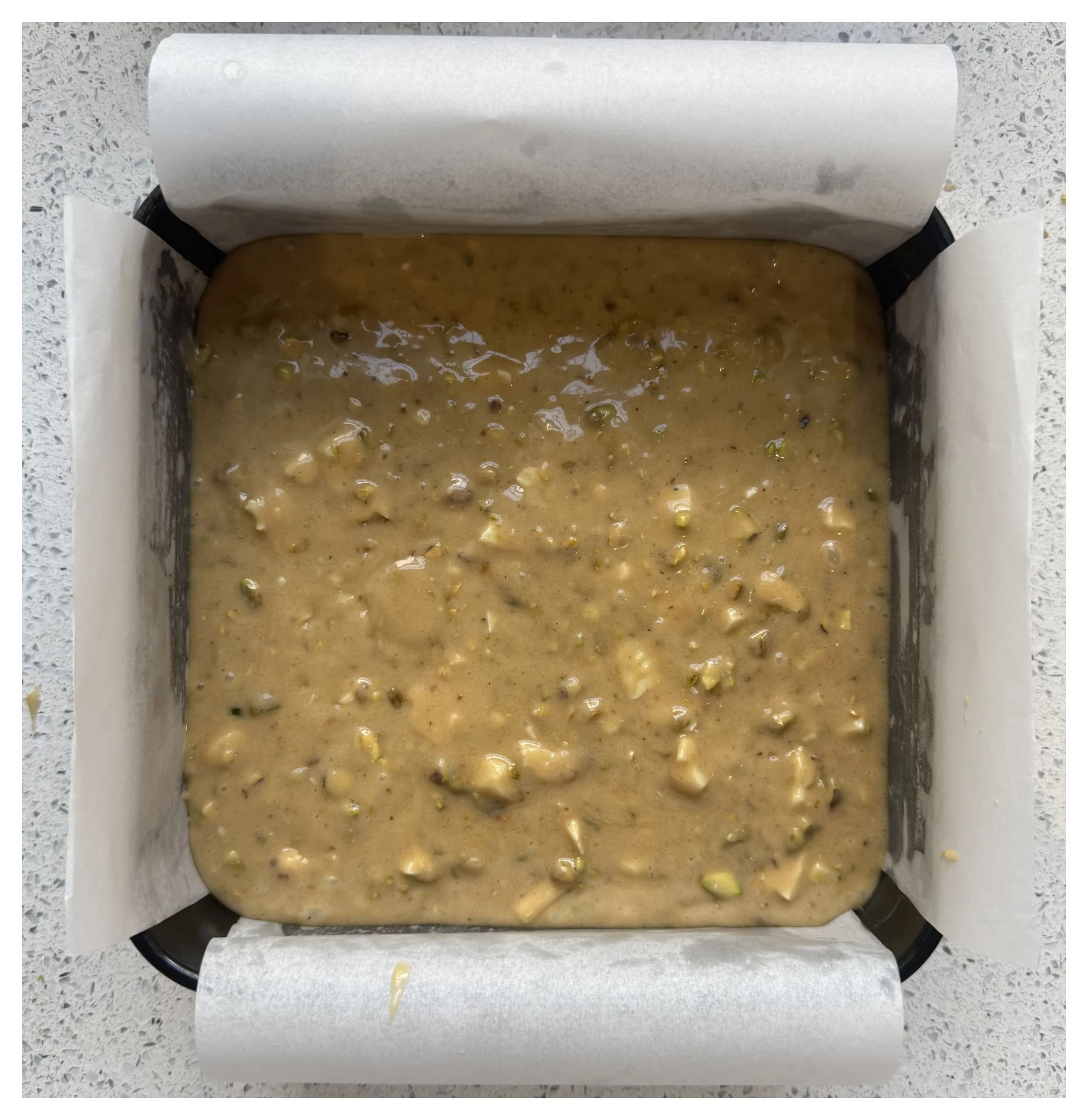 White Chocolate and Pistachio Blondies