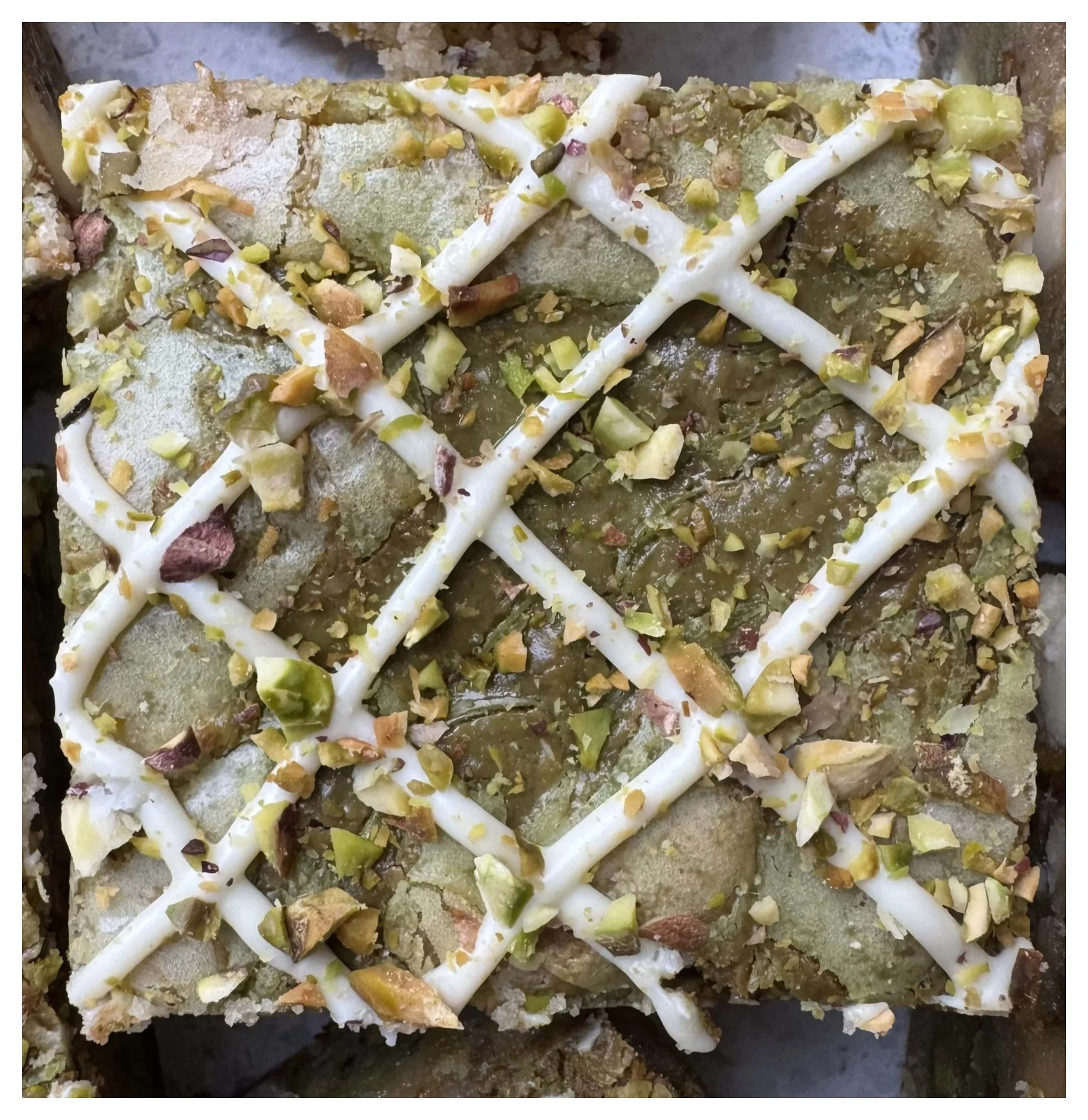 White Chocolate and Pistachio Blondies