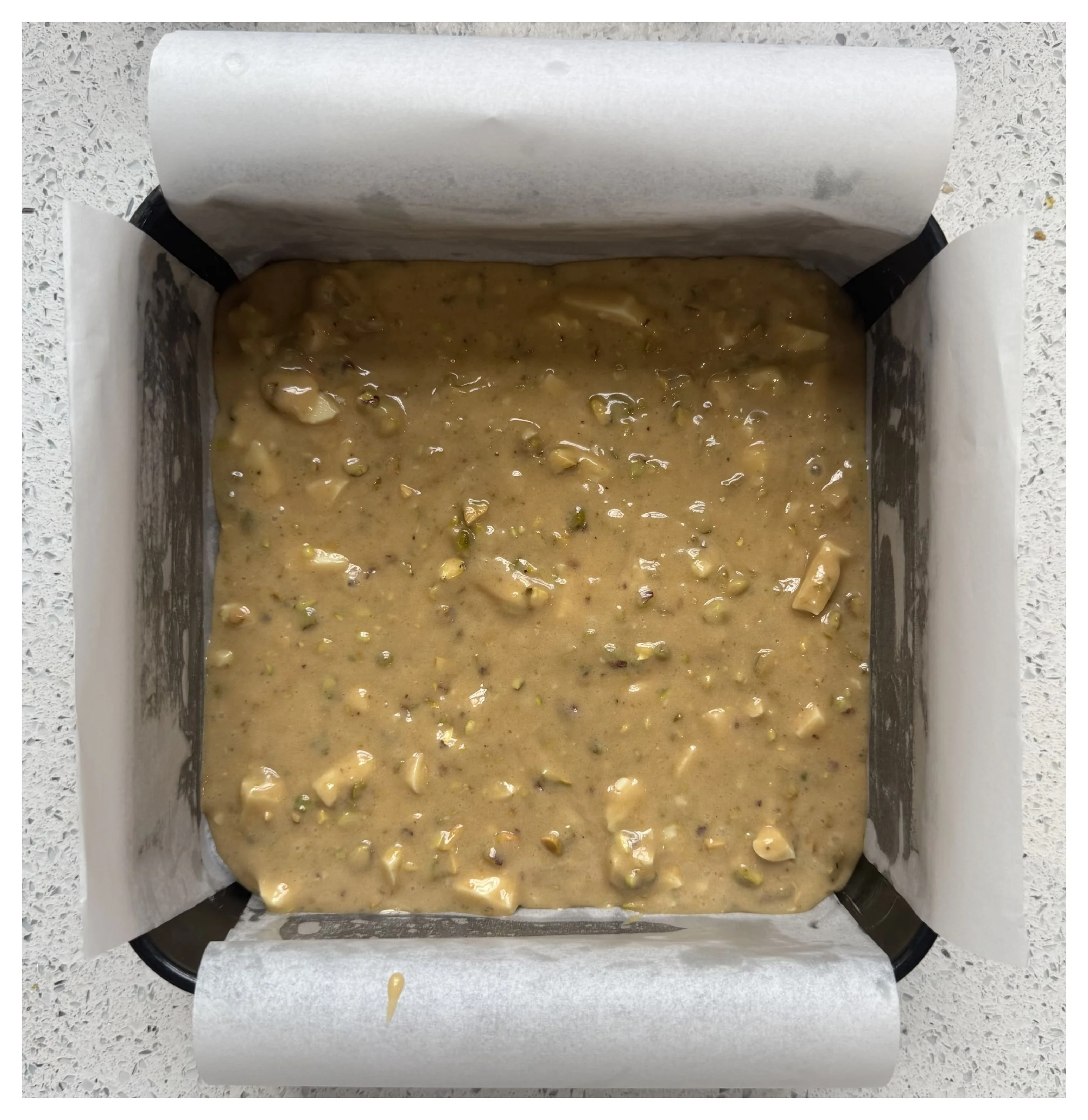 White Chocolate and Pistachio Blondies