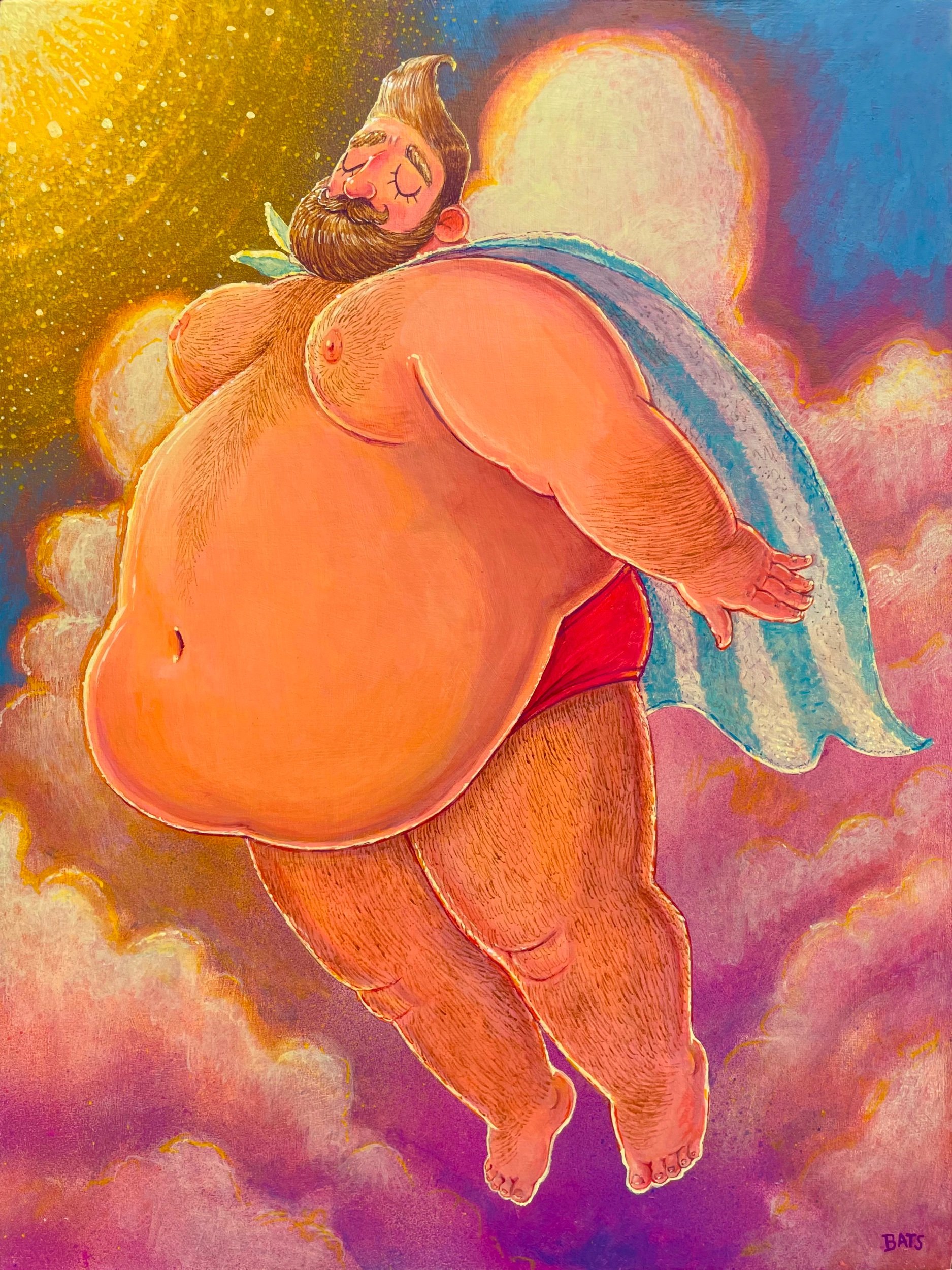 “GUS: Diving Board”, 2022, Acrylic on Panel, 18” X 24”