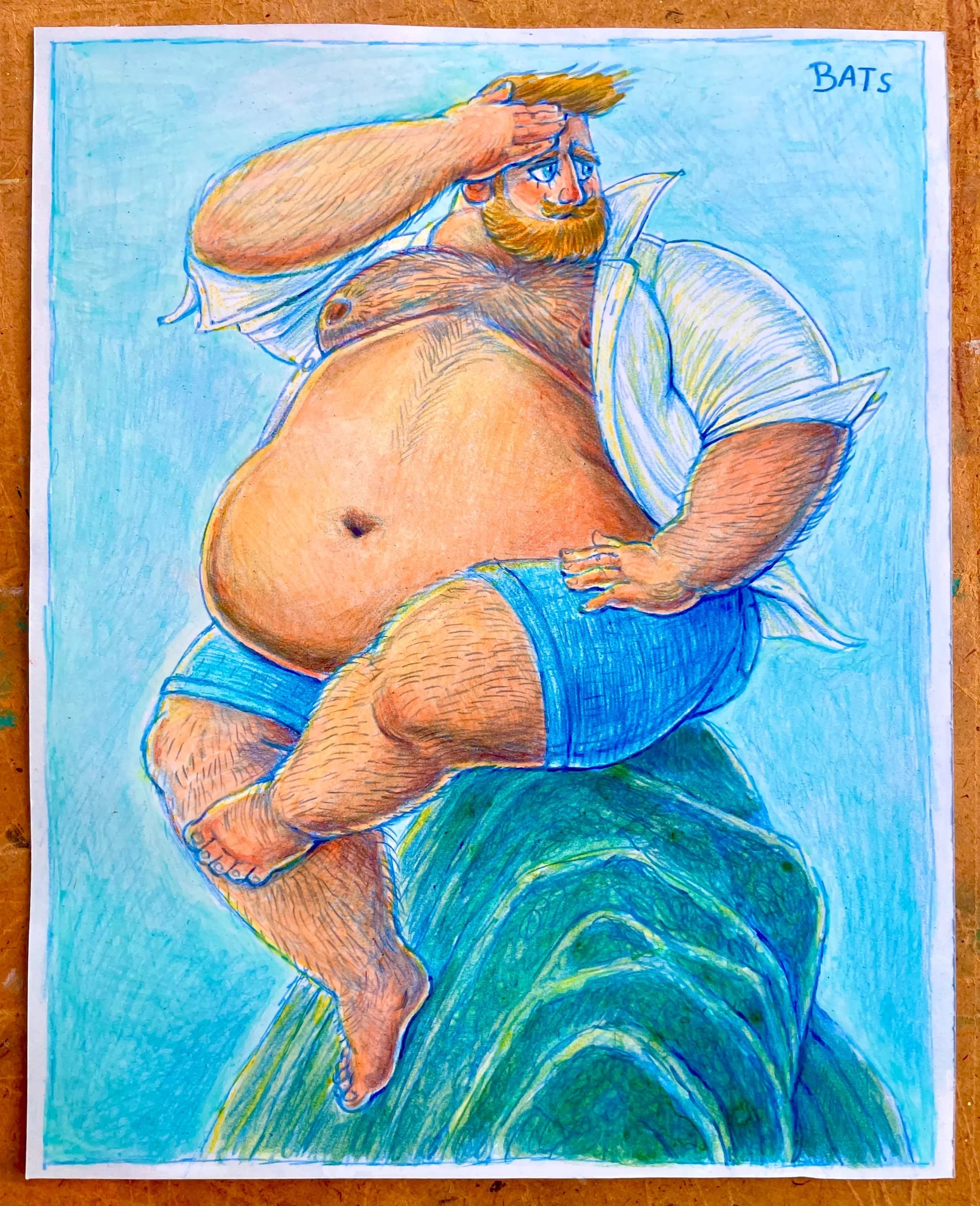 "GUS: Beacon of ...", 2023, Watercolor and Pencil on Paper, 8.5" X 11"