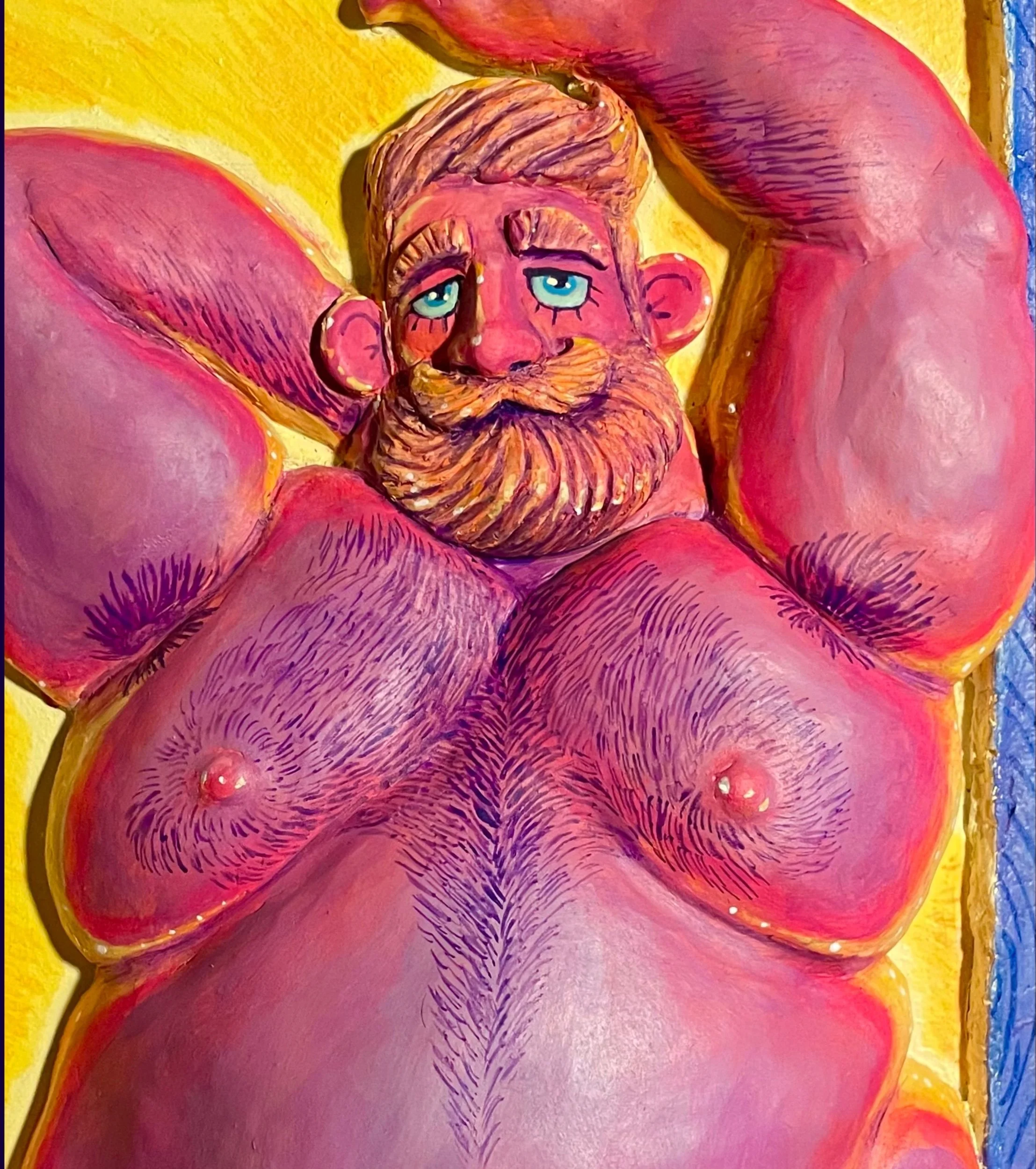 "GUS: Oh, Hello There", 2023, Mixed Media Bas Relief Sculpture, 10” X 2” X 16”