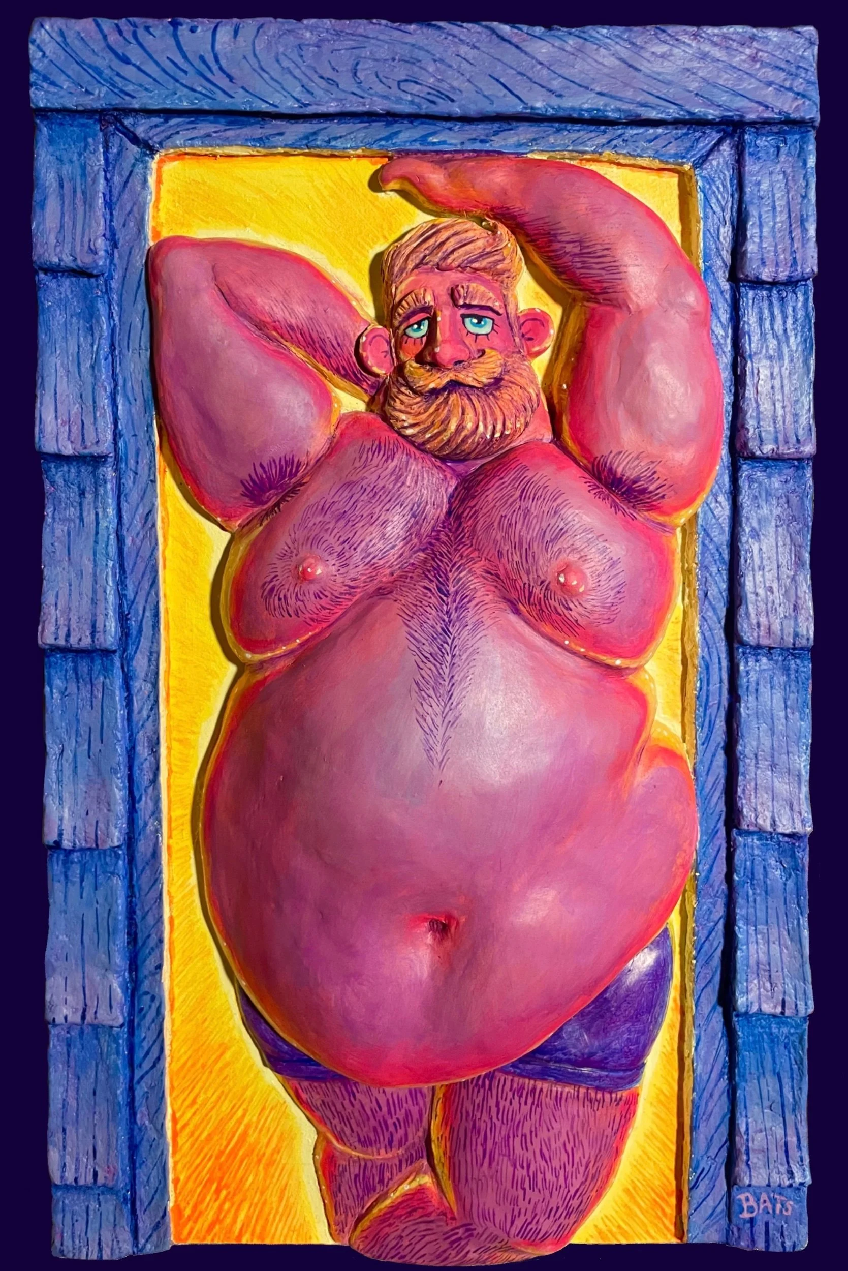 "GUS: Oh, Hello There", 2023, Mixed Media Bas Relief Sculpture, 10” X 2” X 16”