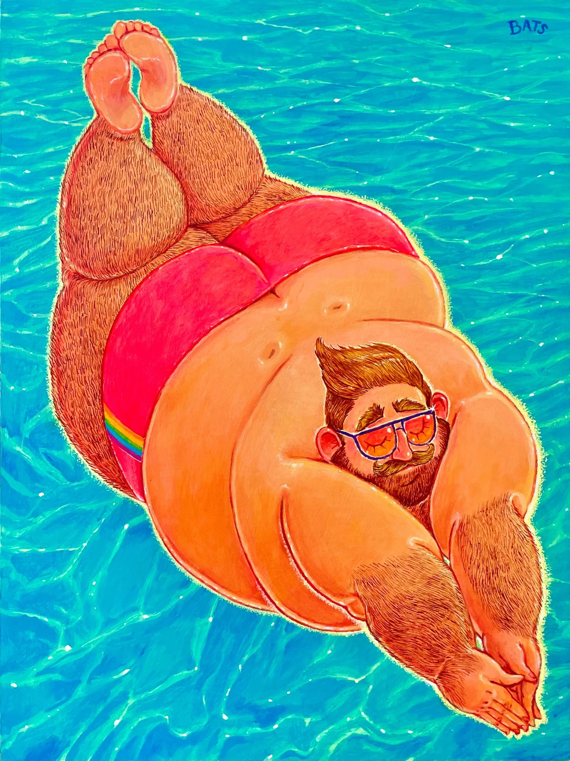 "GUS: Perfect Form" 2023, Acrylic on Panel, 18” X 24”