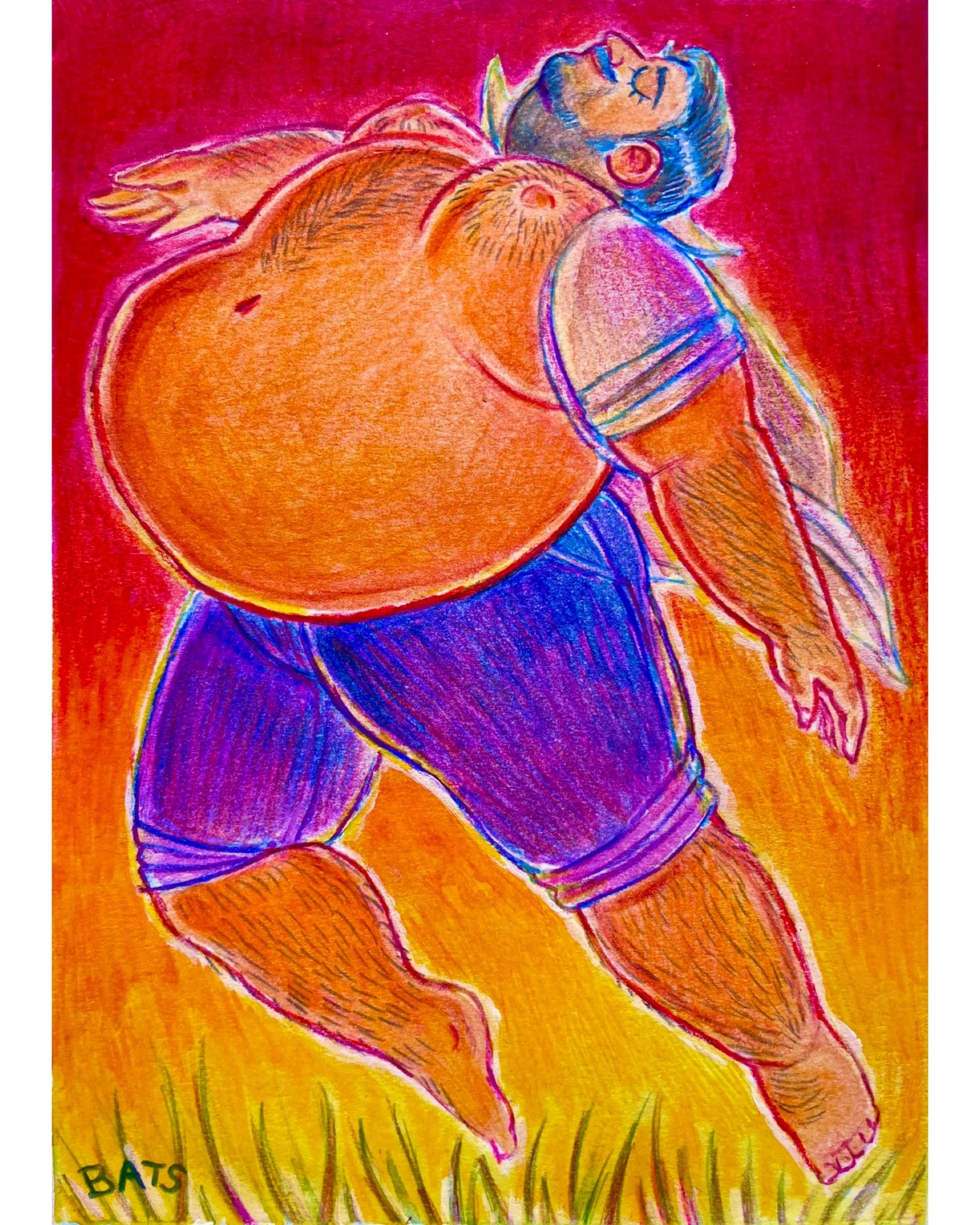 "GUS: Serge - JUMP", 2023, Watercolor and Pencil on Paper, 8.5" X 11"