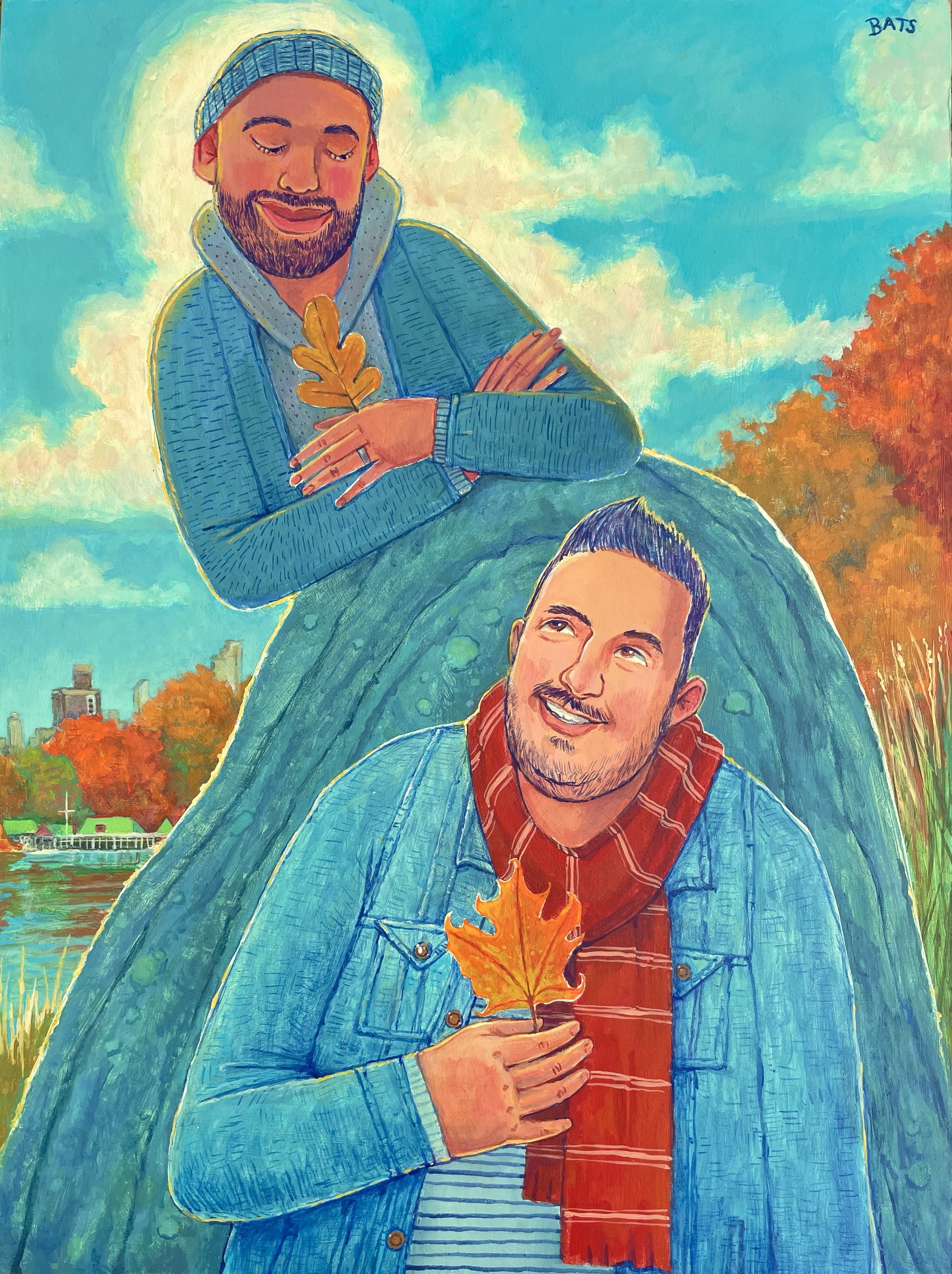 "Portrait of Jerrel and Paul", 2022, Acrylic on Panel, 18" x 24"