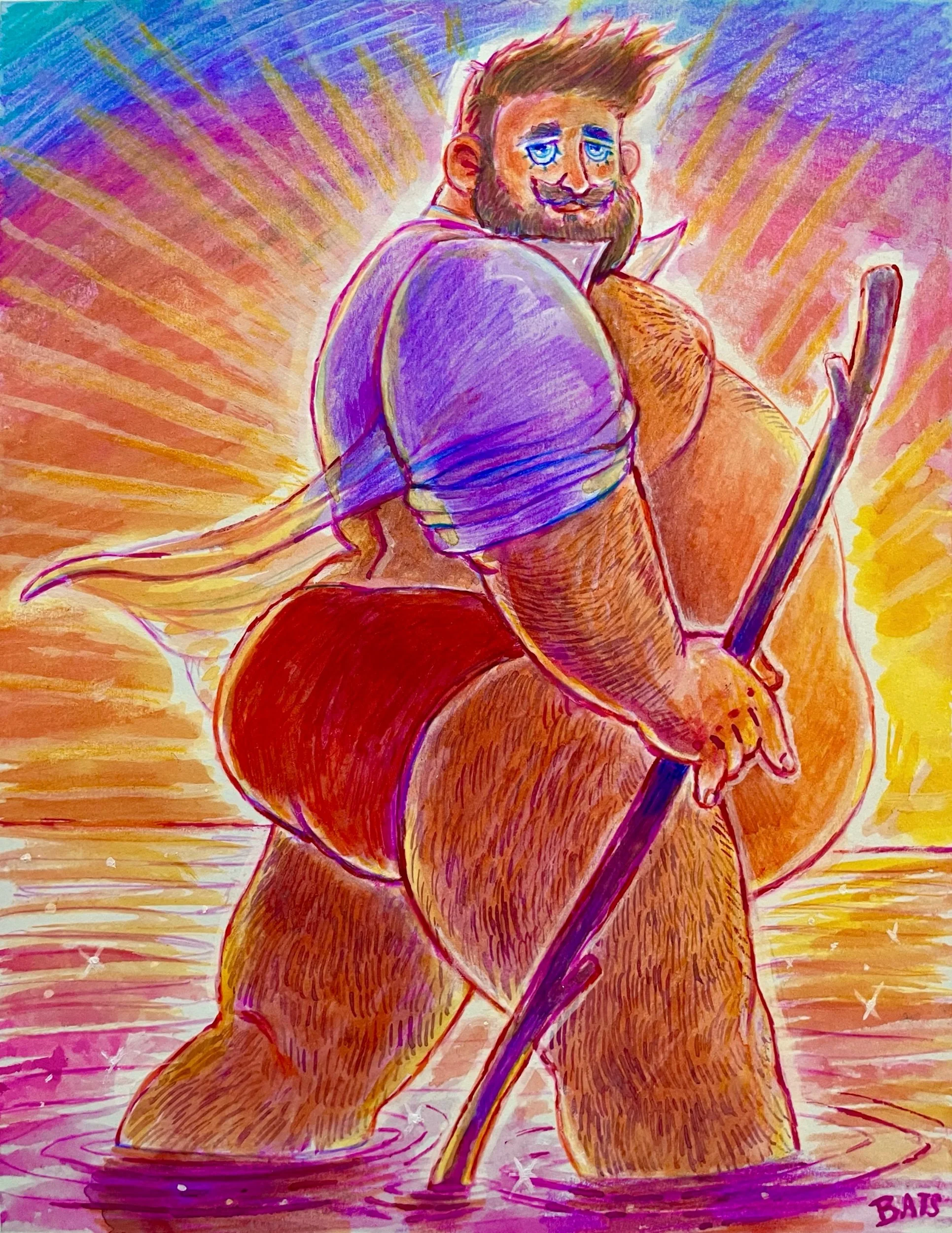 “GUS: Summer Boy”, 2024, Watercolor and Pencil on Paper, 8.5” X 11”