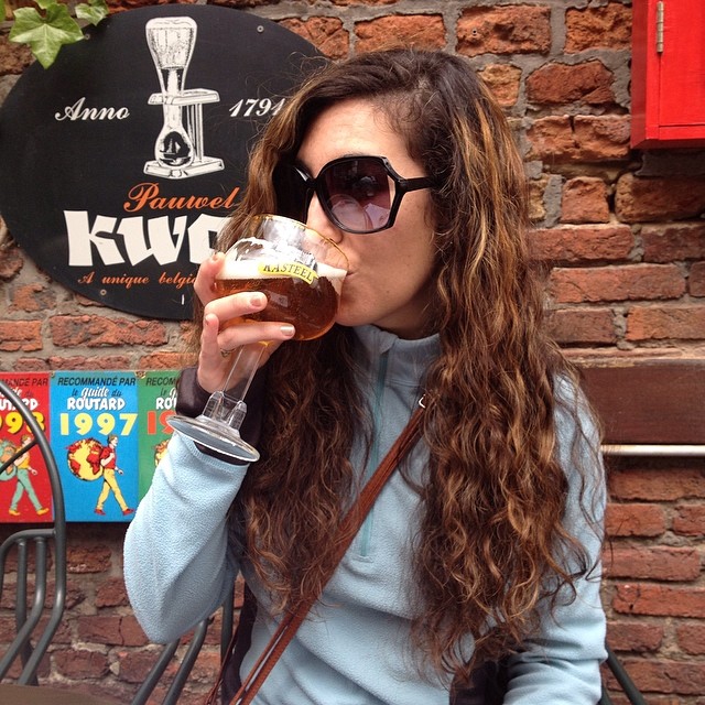 Another day of bike riding, another new Belgian beer to try. Kasteel Tripel. The glass has a little castle where the stem meets the base.