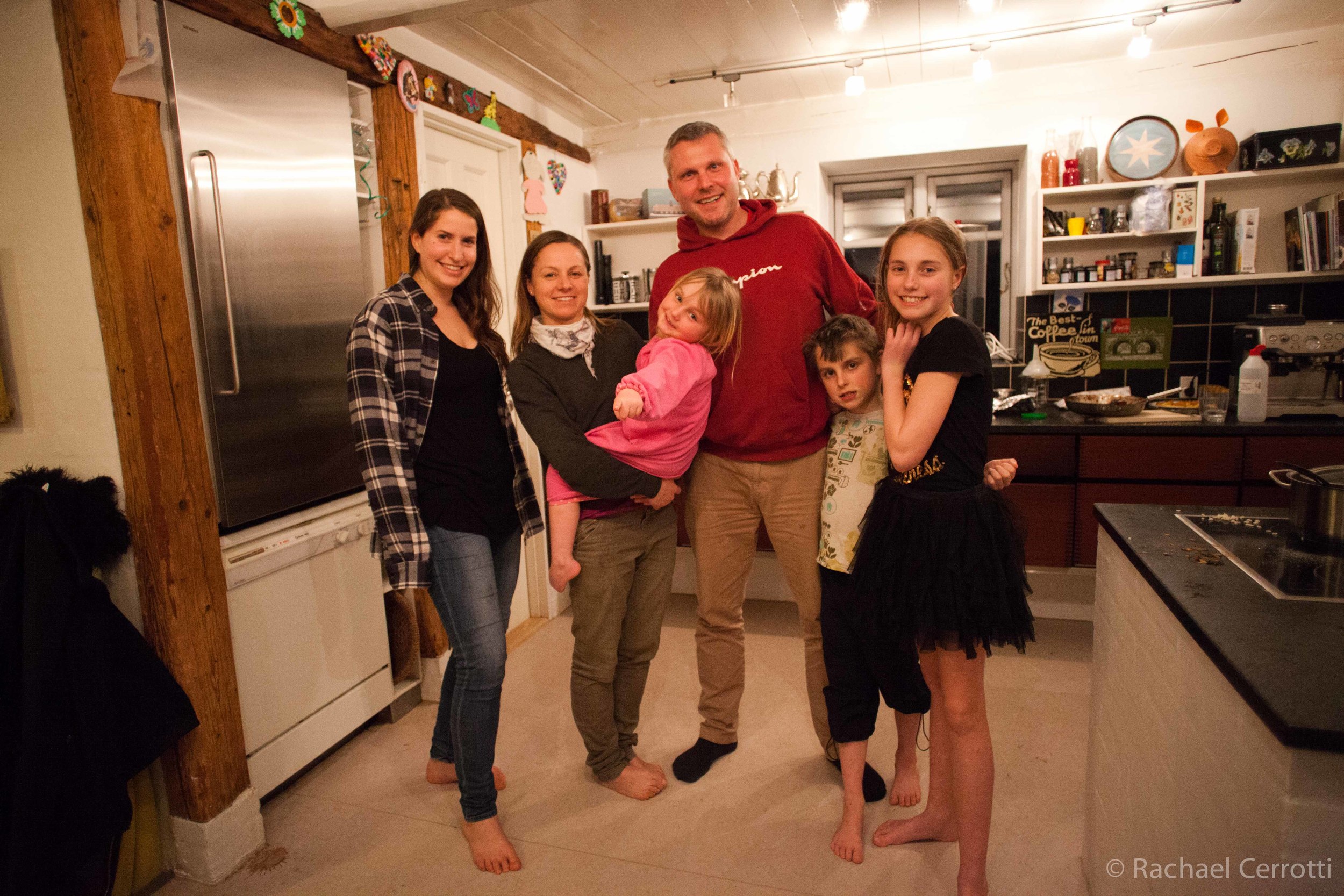Me (left) with the Christiansen Family on my last night on the farm.