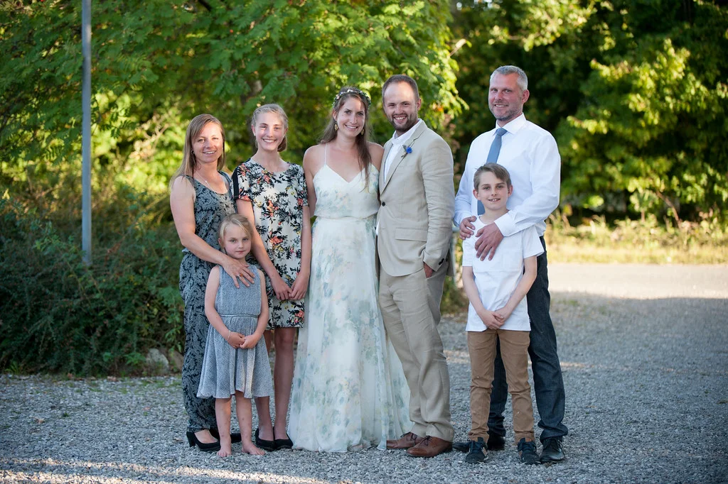 Rachael and Sergiusz (center) with Sine, Torsten, Liva, Lauge and Silje on August 27, 2016. Photo : Tracie Van Aukin