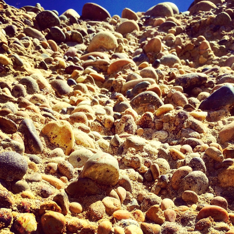 Large pile of rocks gleaming in the sunlight