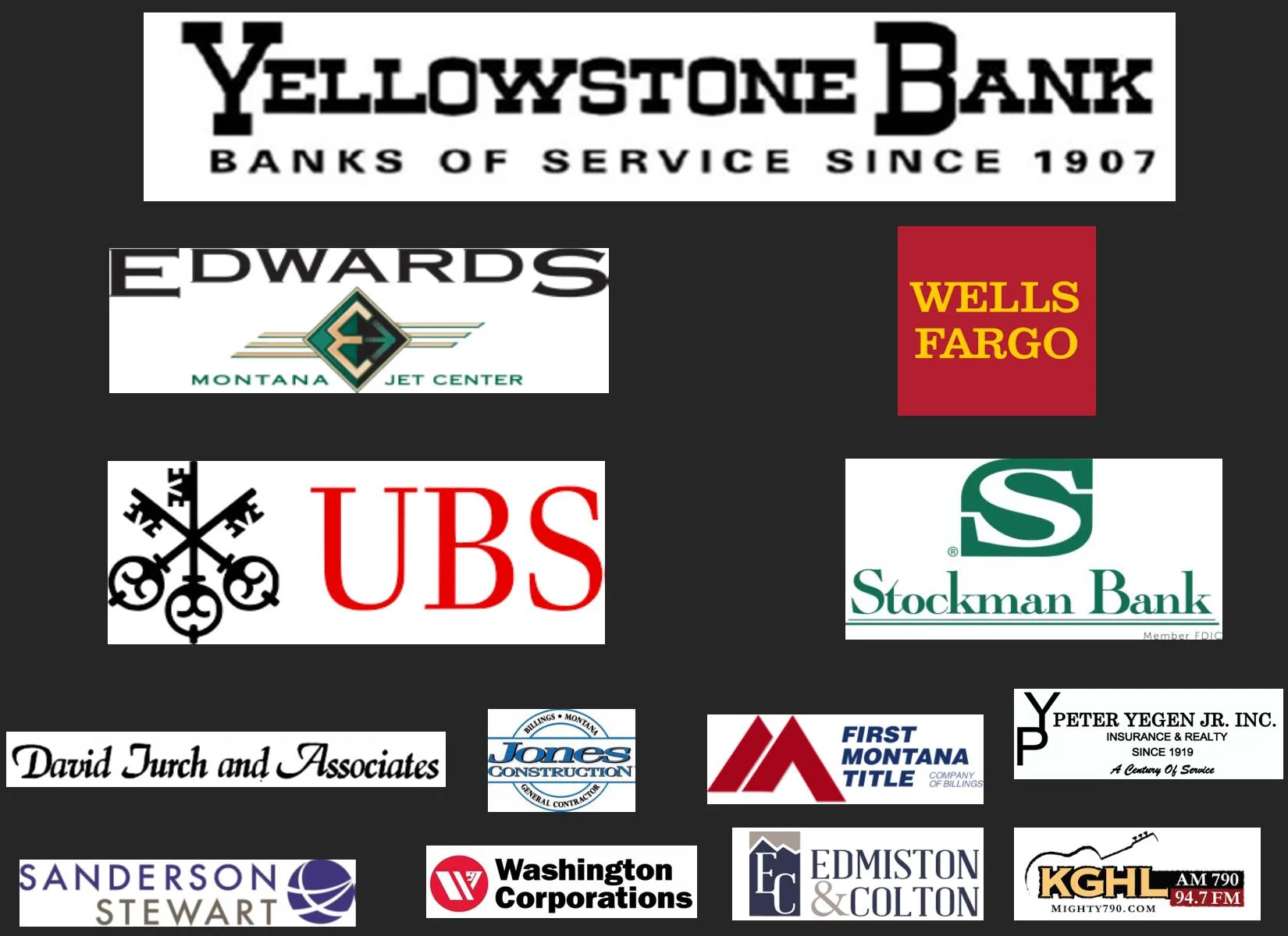 A big thank you to our sponsors! The YCM could not function without these generous organizations and individuals! Friends of the Museum: Billings Kubota - Briggs Distributing - First Interstate Bank - Knife River - Oscar’s Park - L.P. Anderson Point S Tire & Auto - Christensen Fulton & Filz PLLC - Smith Funeral Chapels - Craige & Kathleen Whiteley - Barry & Greta Beringer – Jim & Tracy Alignment