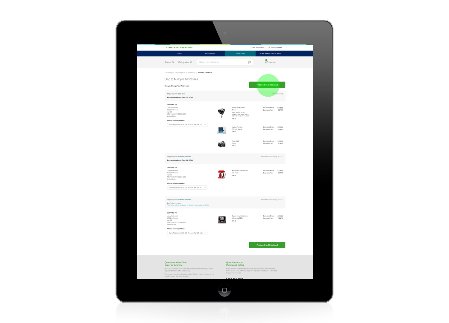 User takes a final review of all things, then click on "Proceed to Checkout".