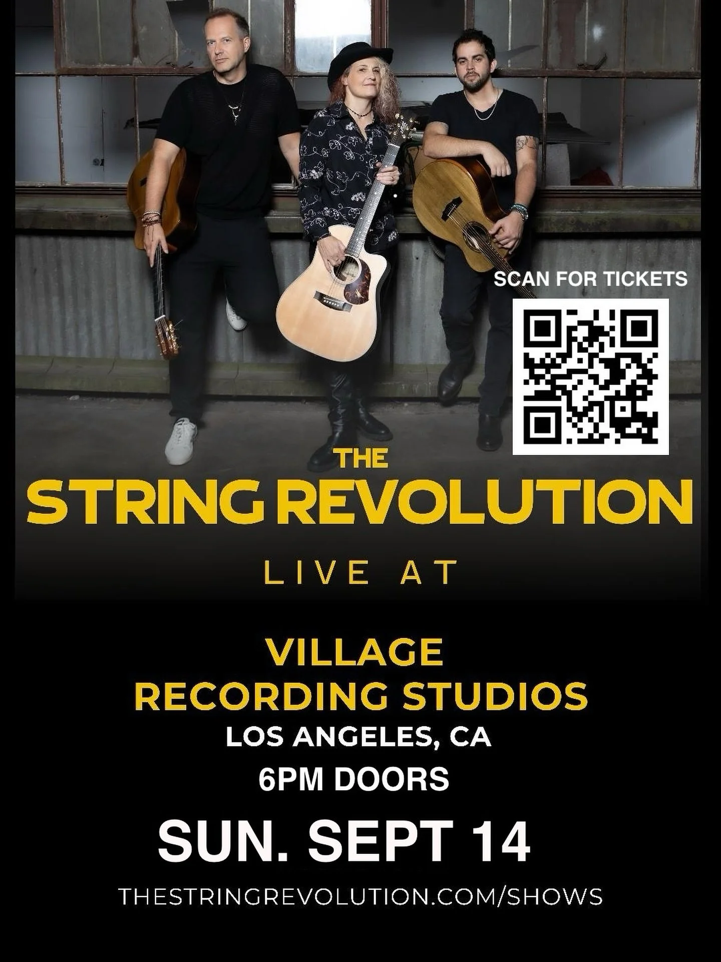 We are looking forward to tomorrow night @villagestudios and honored that our good friend @carlapatullo will moderating the event! It&rsquo;s almost sold out, but a few tickets are still left Link in bio! #livemusic #thestringrevolution #guitarplayer
