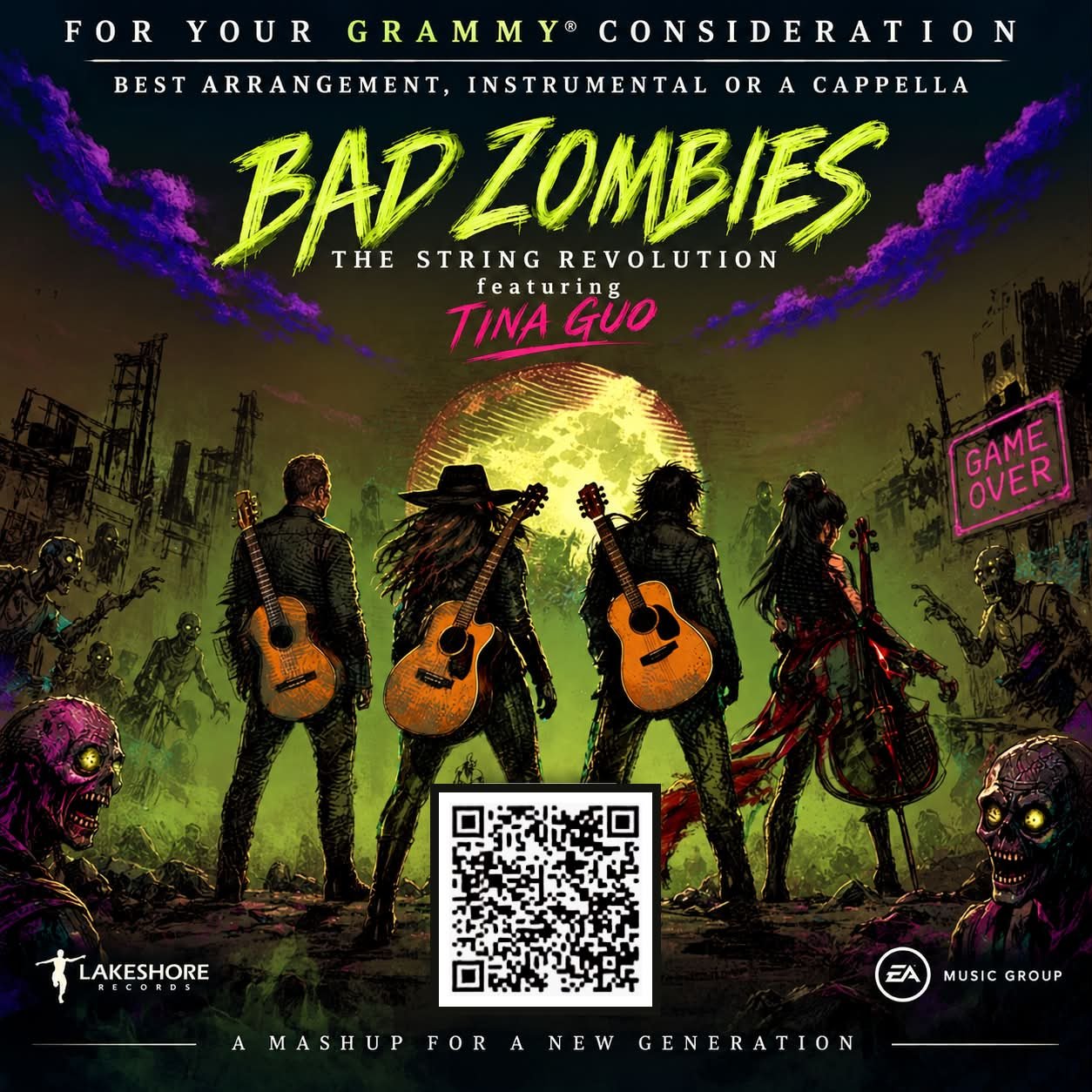 For Your GRAMMY&reg; Consideration 🎸🧟&zwj;♀️
&ldquo;Bad Zombies&rdquo; -The String Revolution featuring Tina Guo
Best Arrangement, Instrumental or A Cappella

What started as a wild musical connection between the Plants vs. Zombies theme and Billie