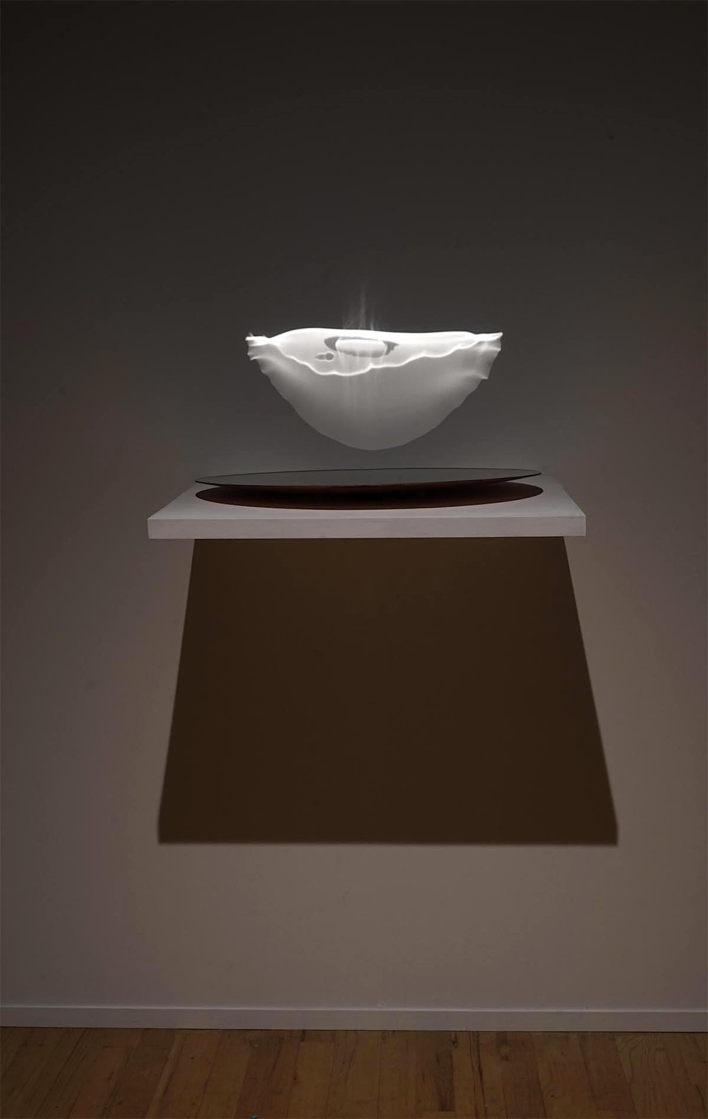 FOLDING (2019) | Glass, wood, water, LED light | 32 × 22 × 18 in.
