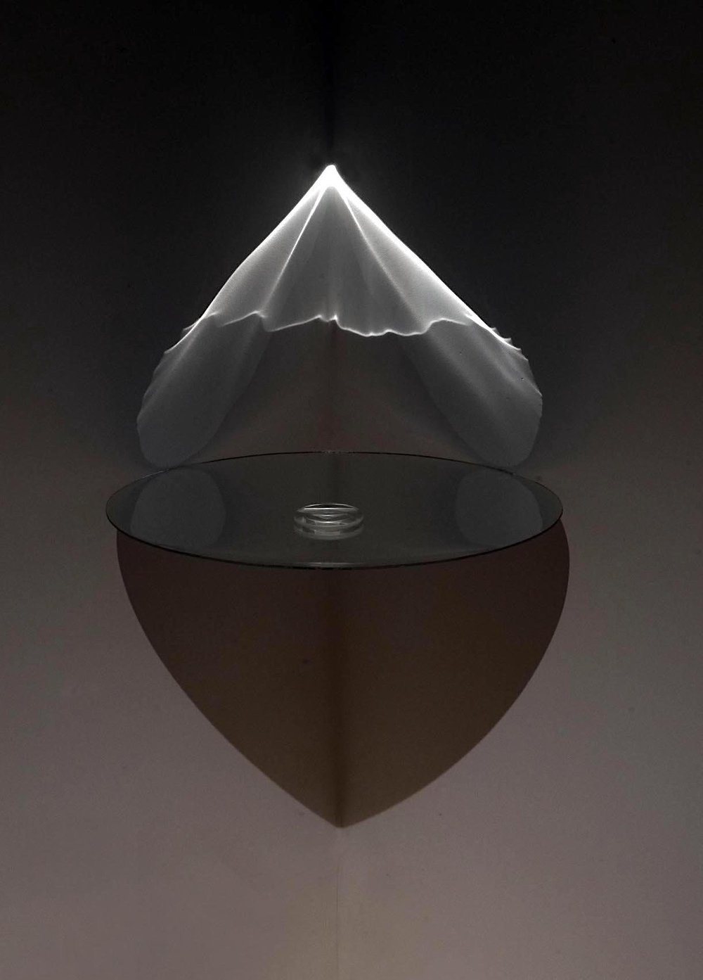 SHELTER (2022) | Glass, wood, LED light | 26 × 20 × 16 in.