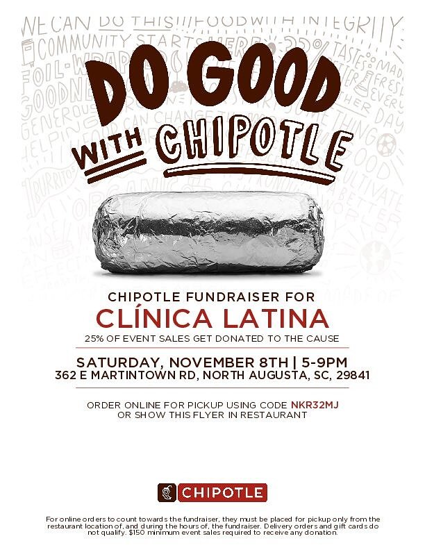 TODAY IS THE DAY! We are having a percentage event at @chipotle in North Augusta from 5-9. Make sure you tell them at check out that you&rsquo;re with us! You can also order on the app and use the code on the flyer. See you there! 🌯🌯🌯