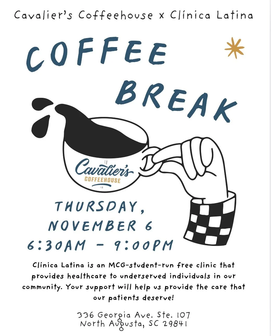 Benefit event tomorrow at @cavscoffee ALL DAY !!! Would love to see you guys there! ☕️🤩